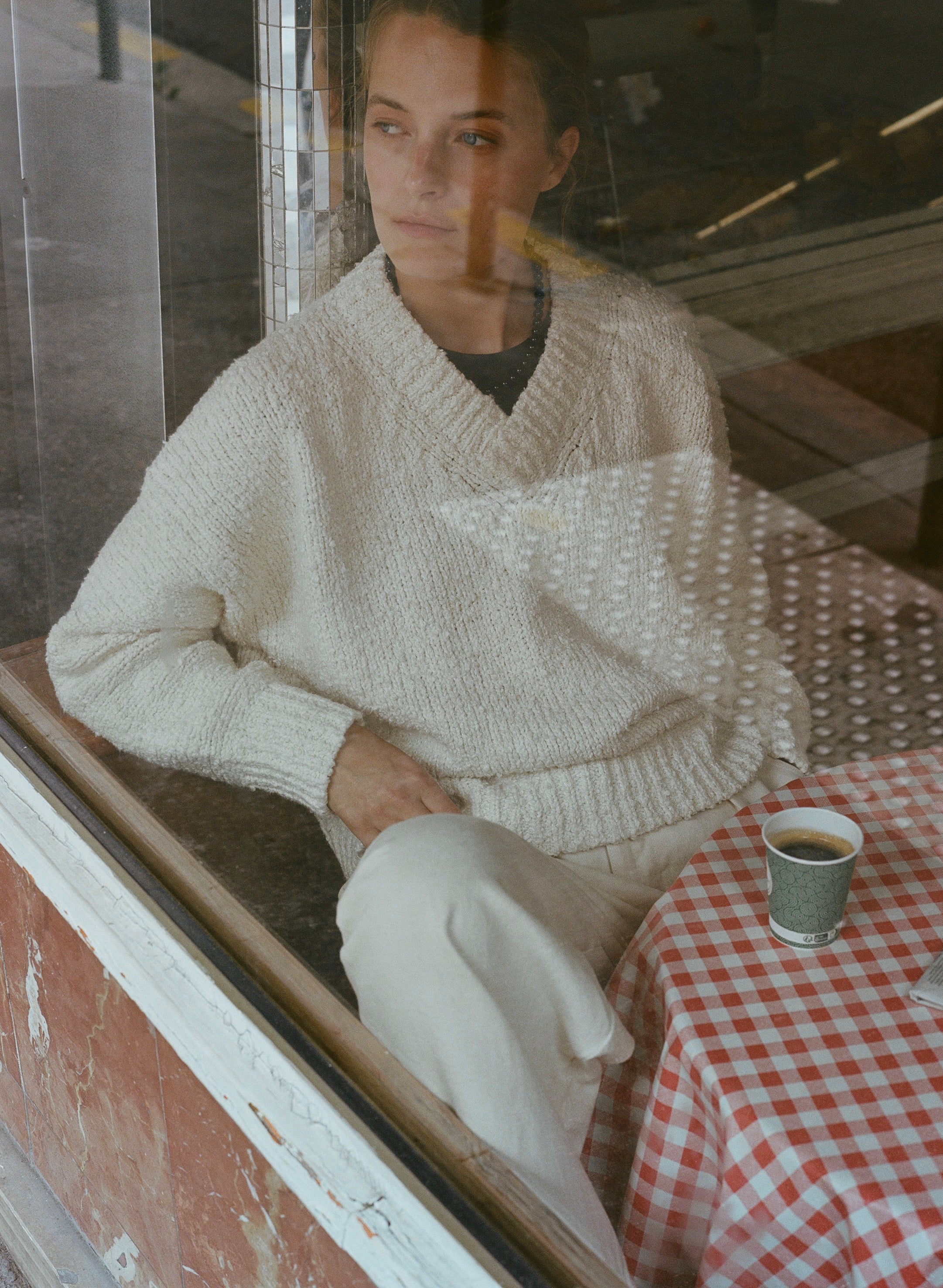 Dylan Sweater, Organic Cotton Bouclé, Ecru