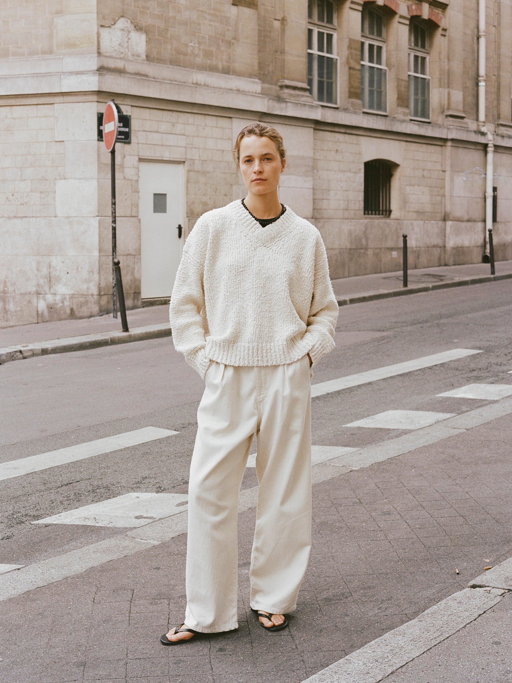 Dylan Sweater, Organic Cotton Bouclé, Ecru