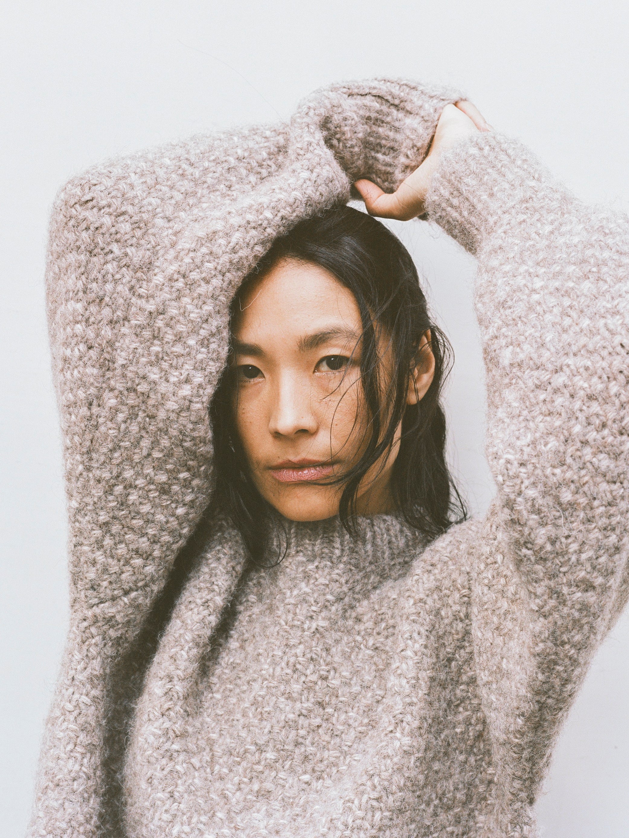 Gia Hand Knit Sweater, Alpaca Cotton, Shrub