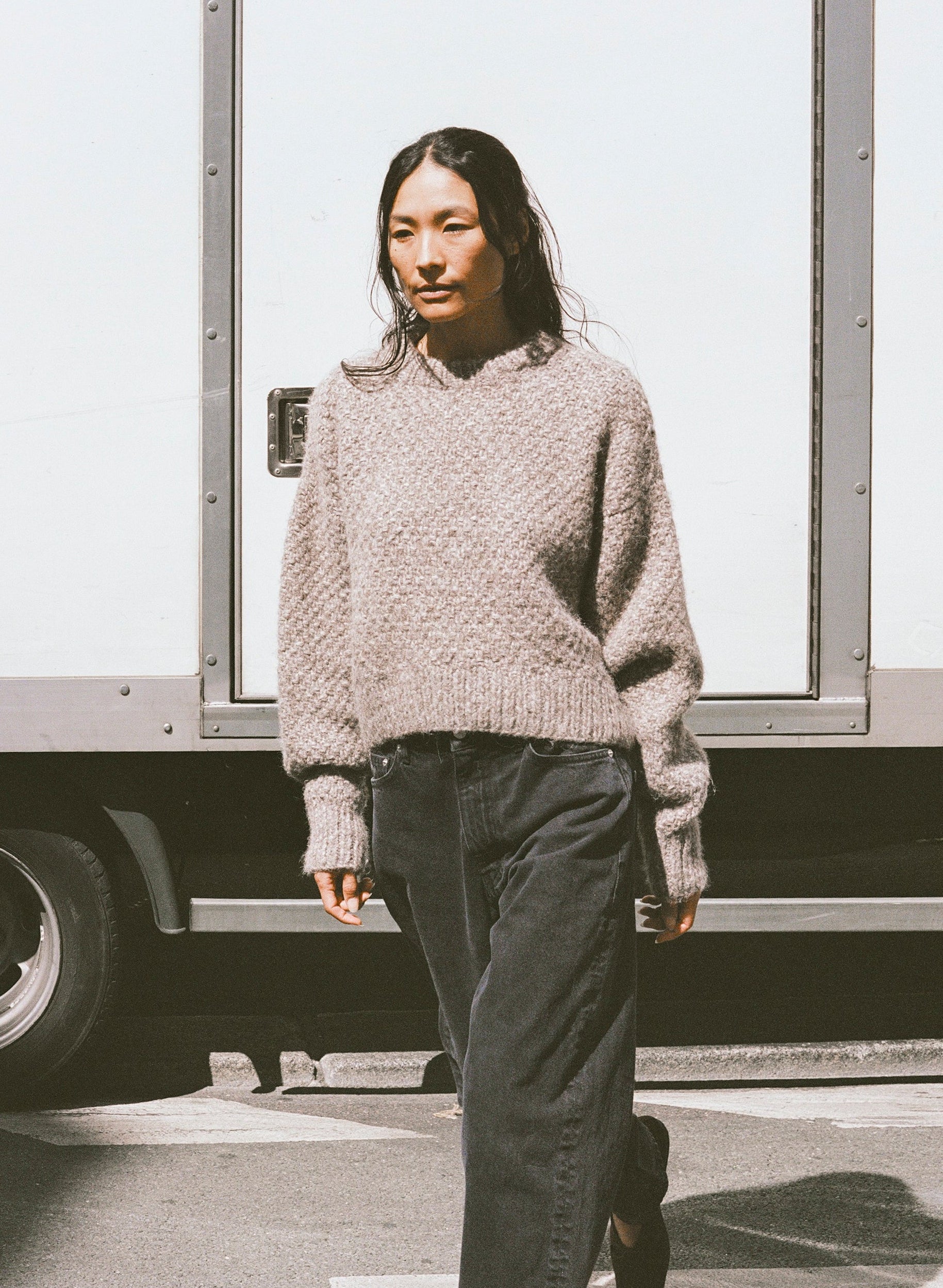 Gia Hand Knit Sweater, Alpaca Cotton, Shrub