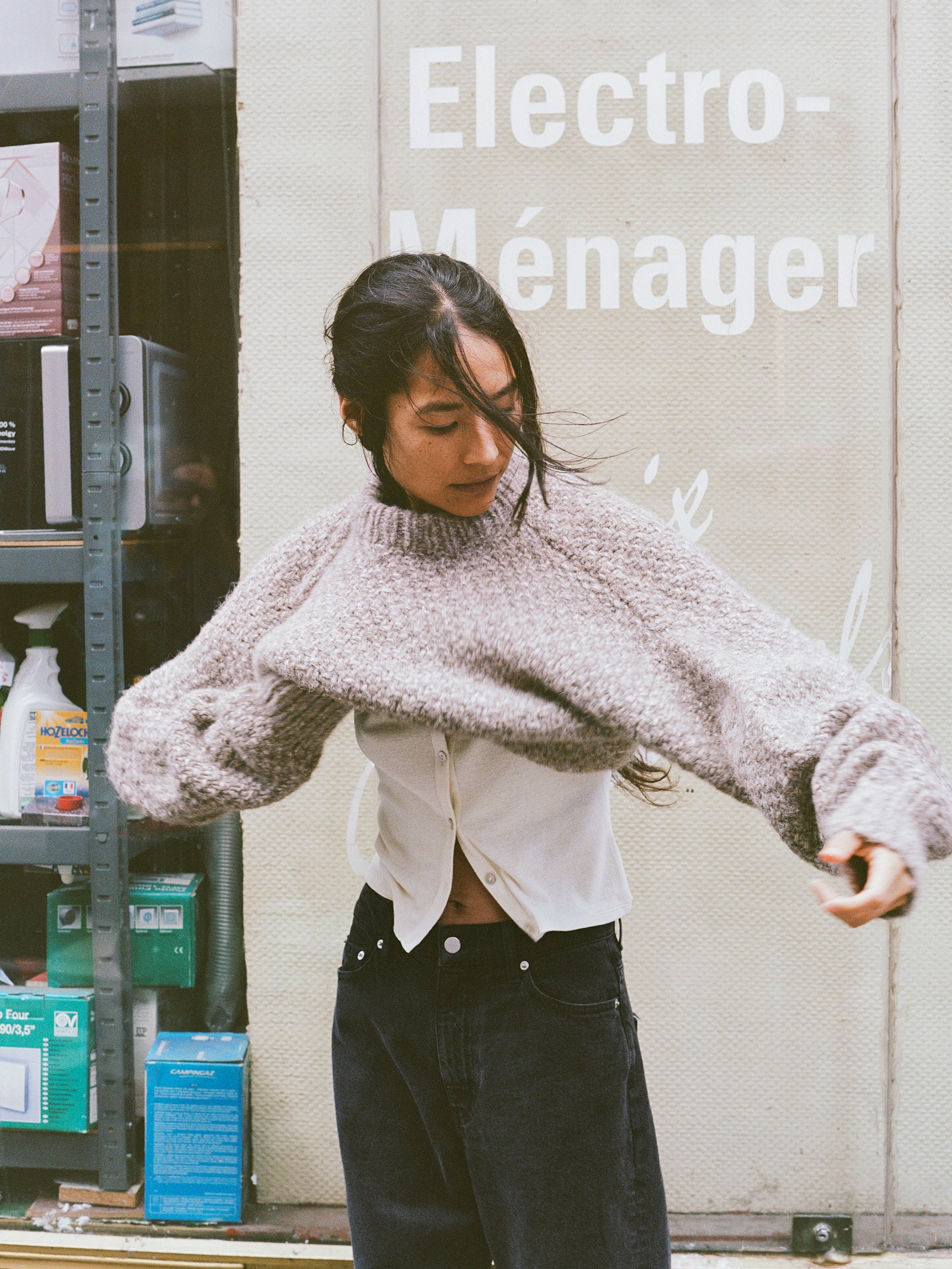 Gia Hand Knit Sweater, Alpaca Cotton, Shrub