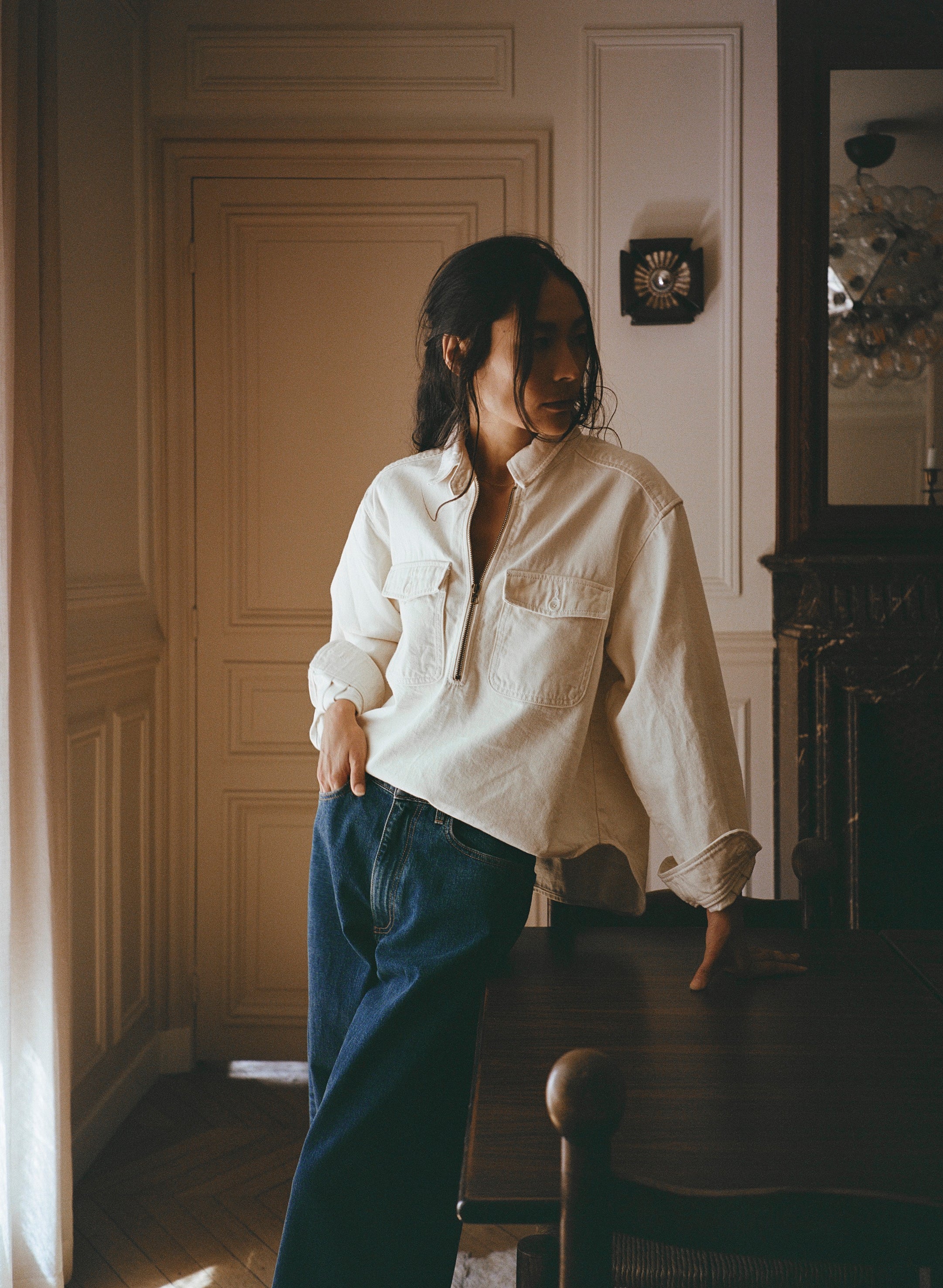 Zip Popover, Broken Twill, Putty