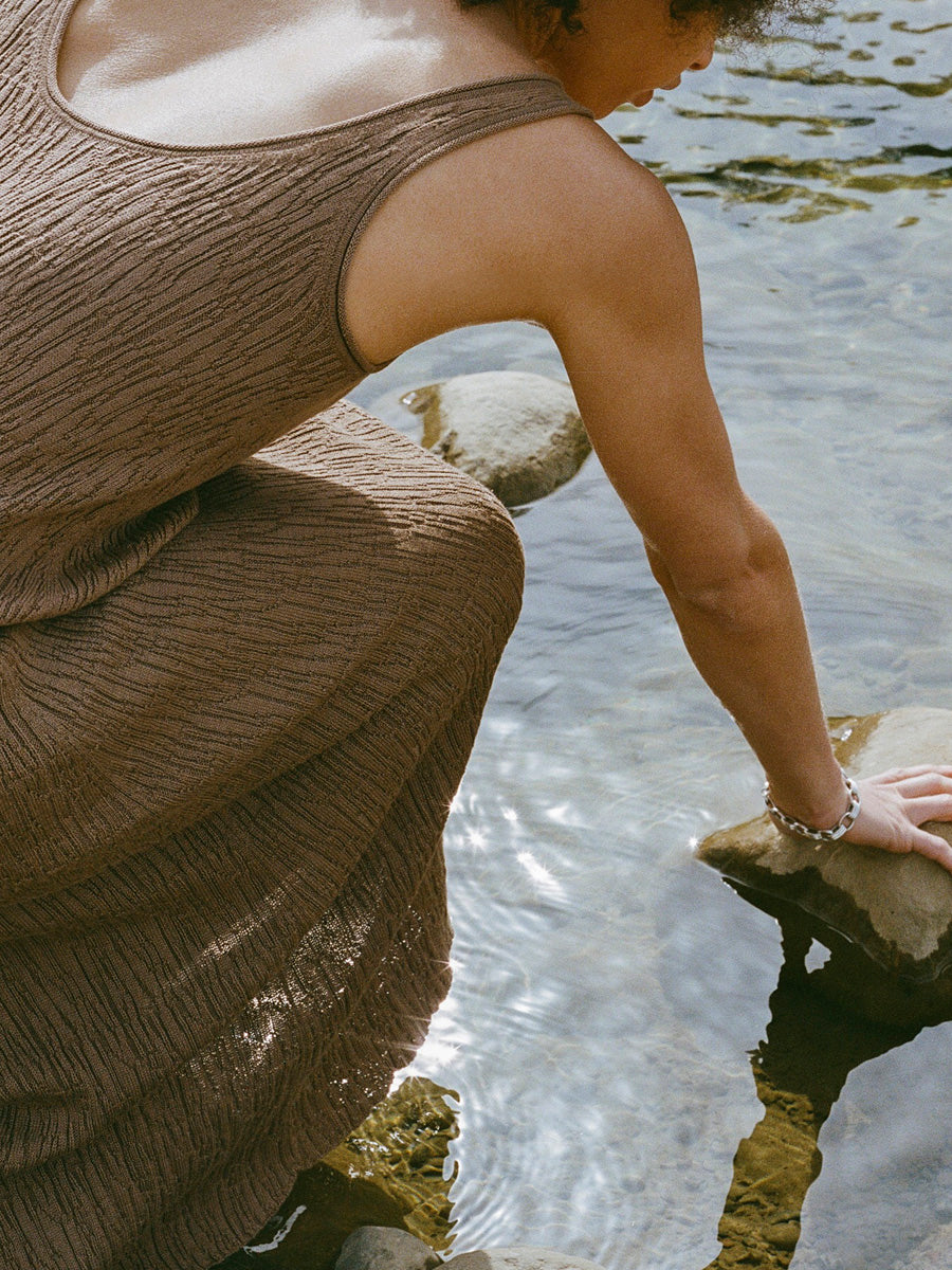 Elaina Dress, Organic Cotton Viscose, Cocoa