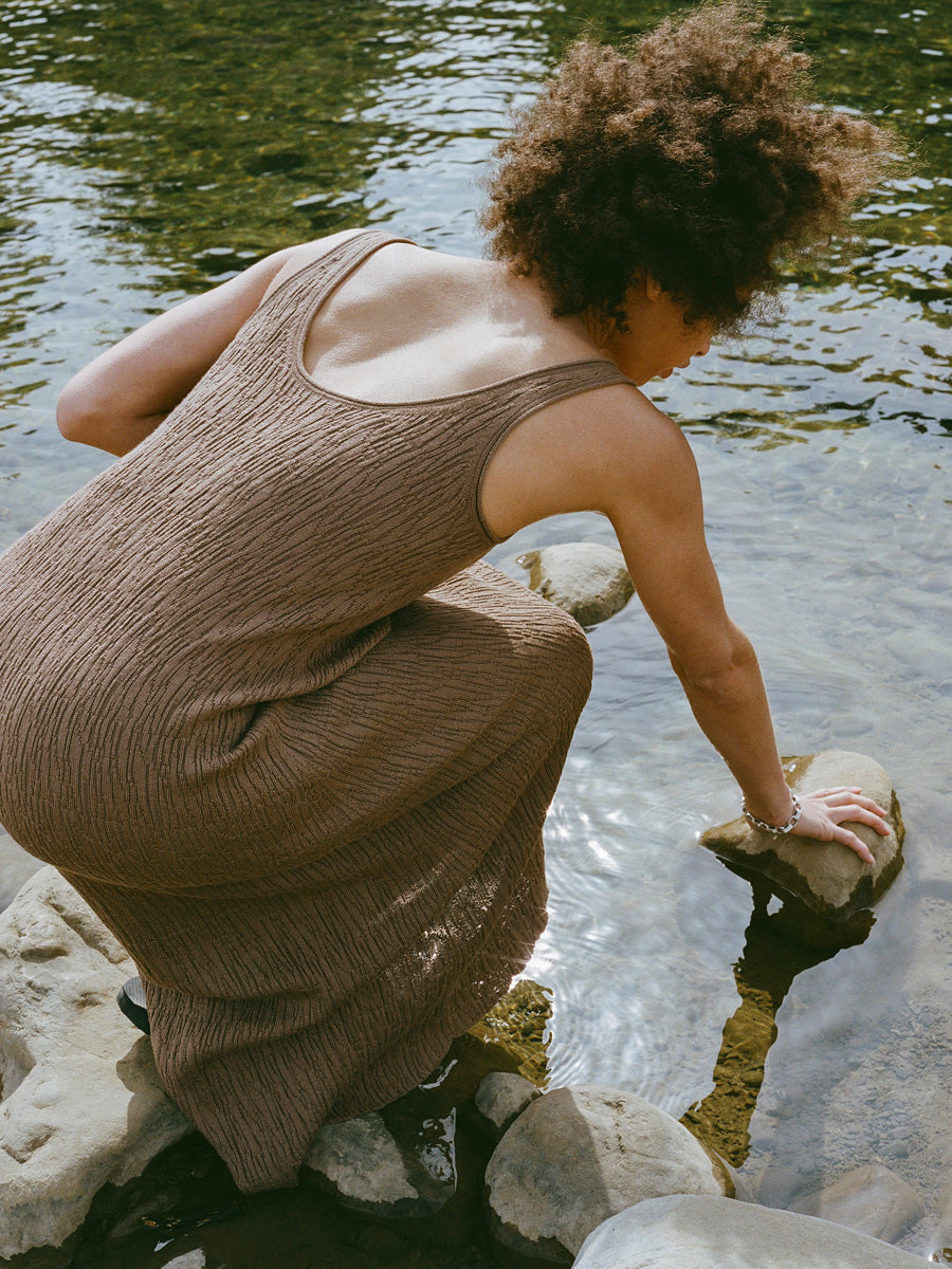 Elaina Dress, Organic Cotton Viscose, Cocoa