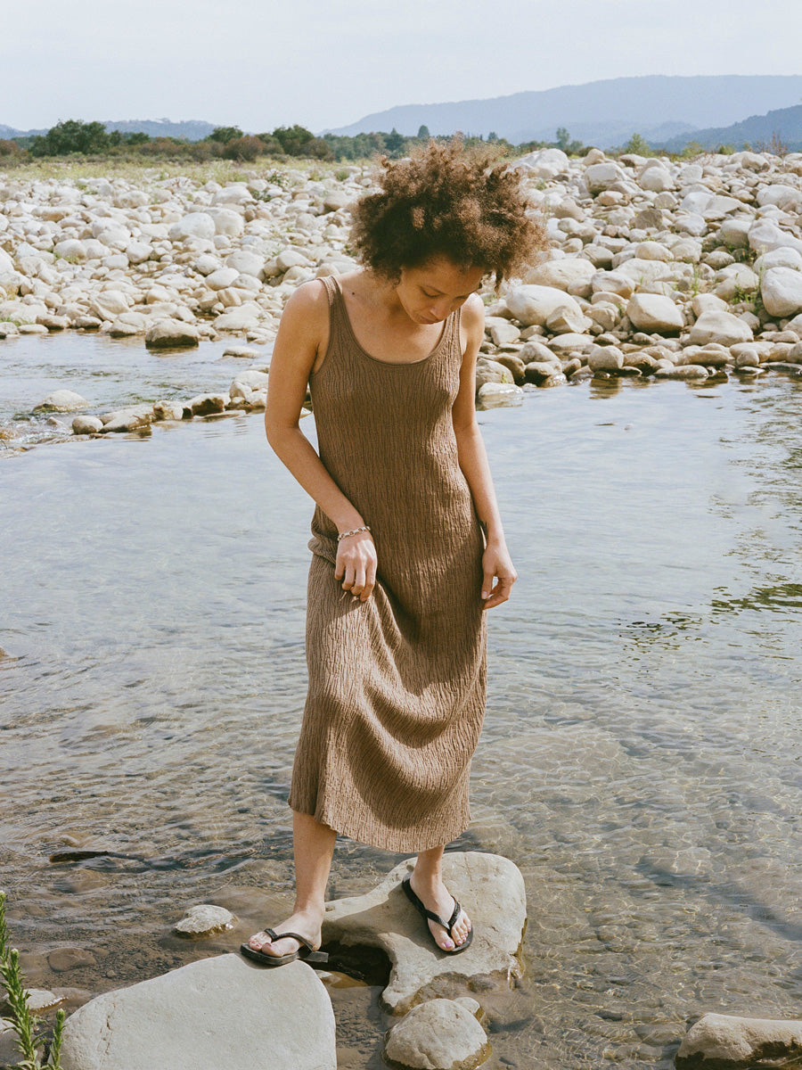 Elaina Dress, Organic Cotton Viscose, Cocoa