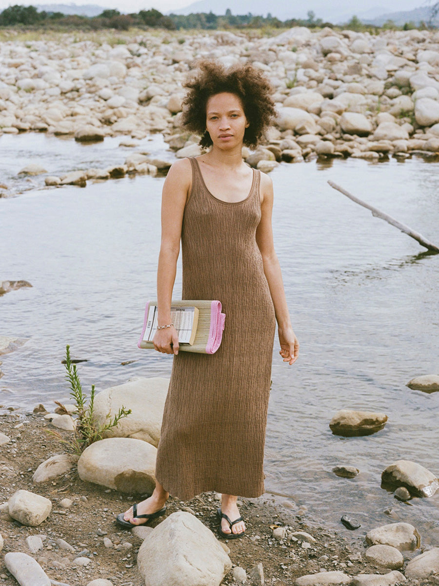 Elaina Dress, Organic Cotton Viscose, Cocoa