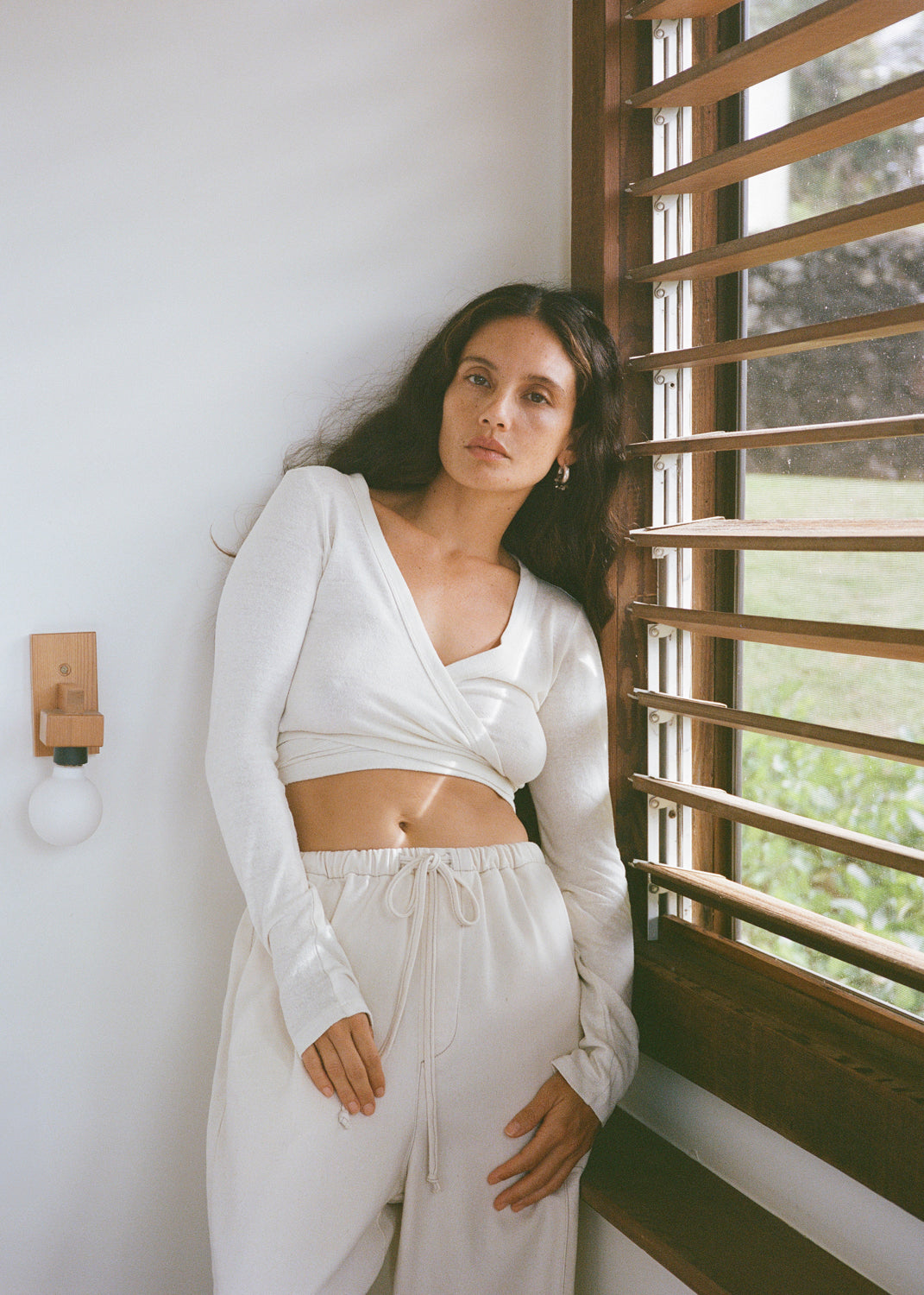 Dance Wrap Top, Regen Silk Noil Jersey, Natural