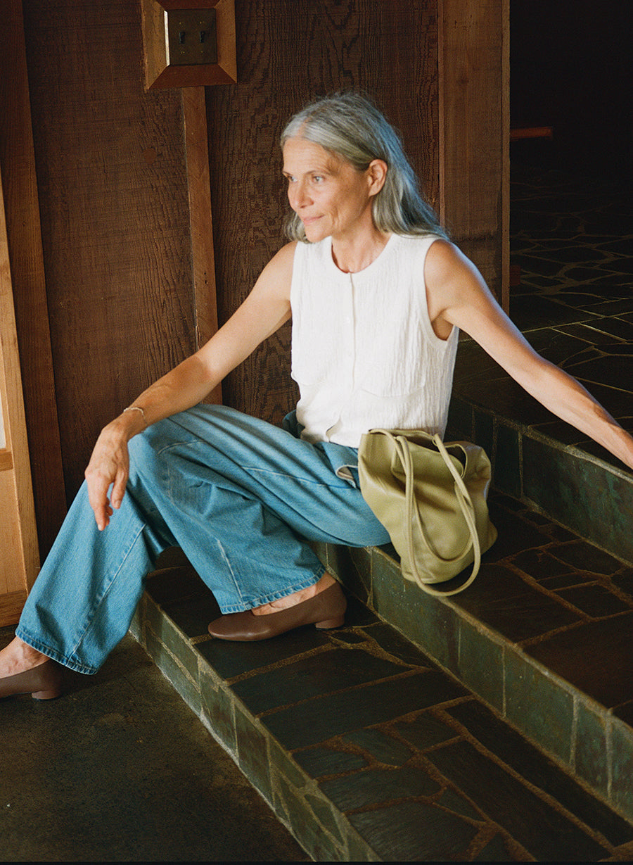 Nina Vest, Organic Cotton Viscose, Ecru