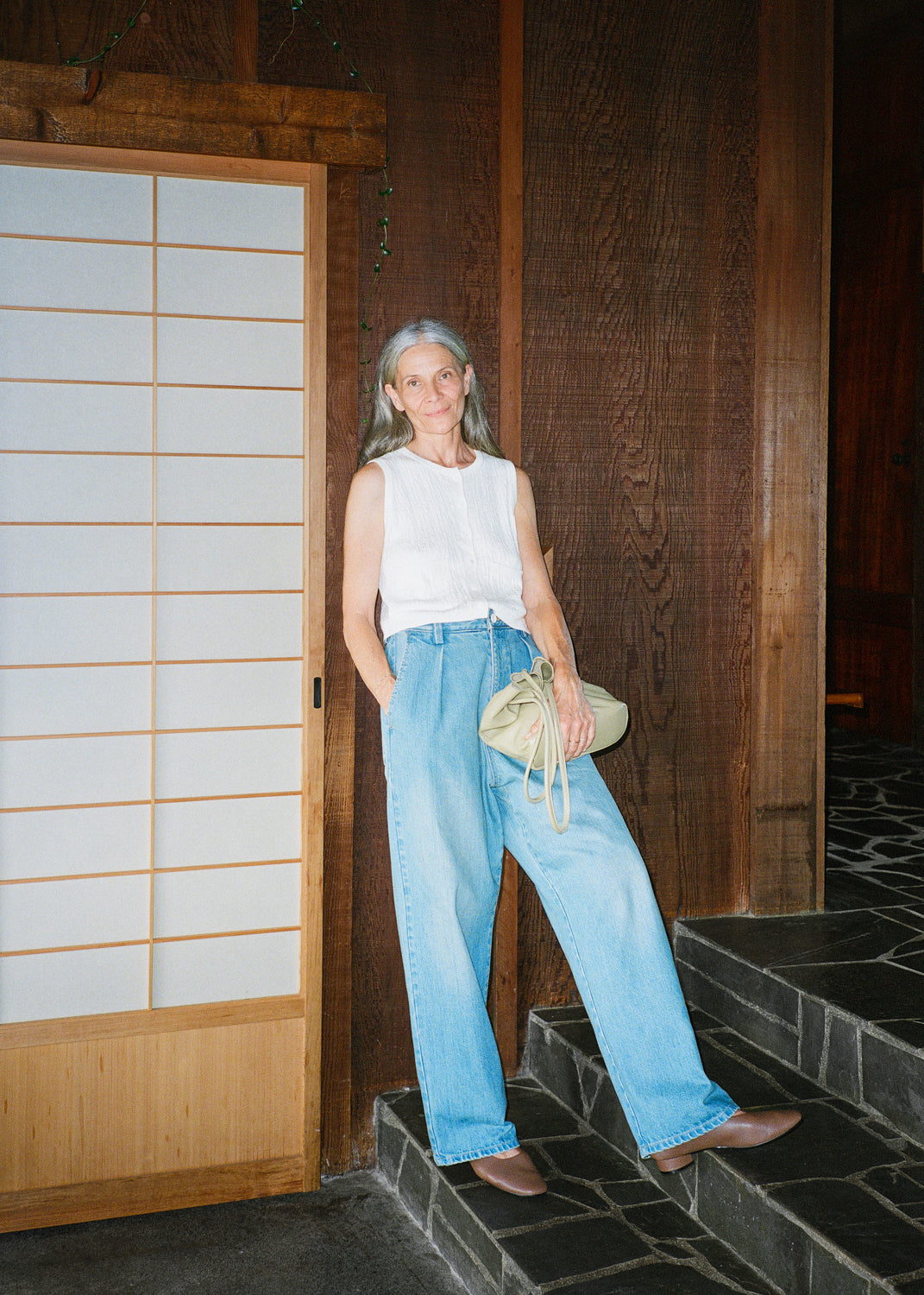 Nina Vest, Organic Cotton Viscose, Ecru