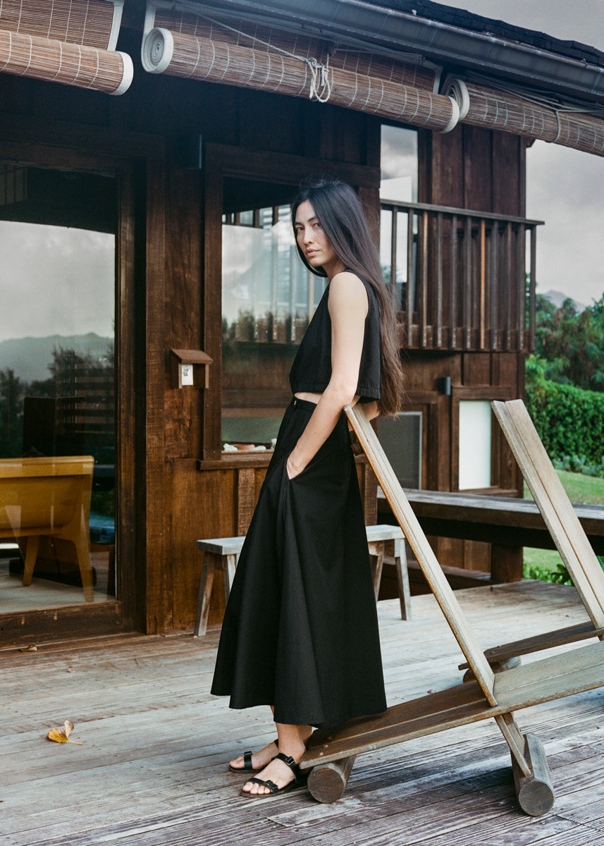 Bennett Skirt, Organic Poplin, Black