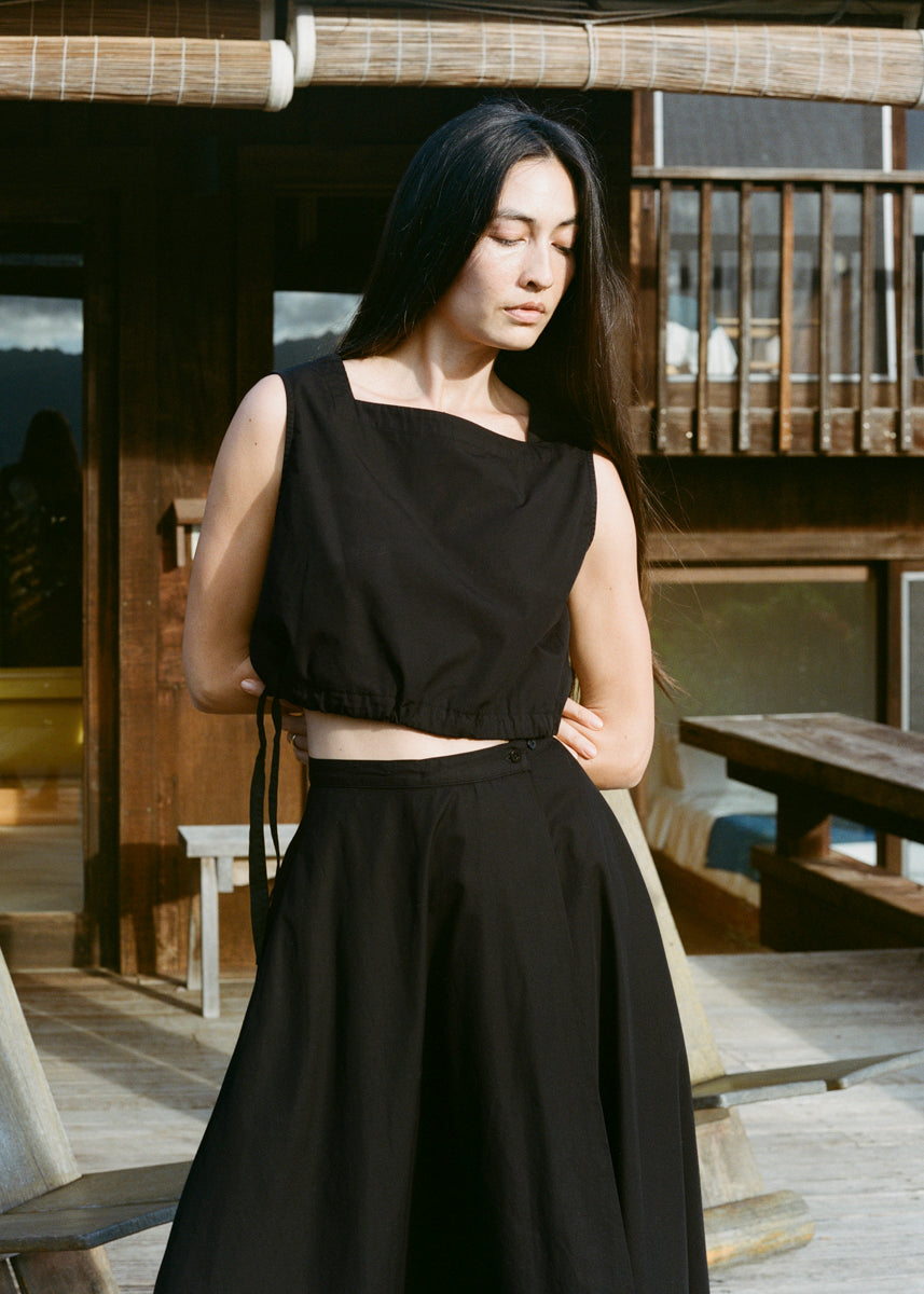 Karu Top, Organic Poplin, Black