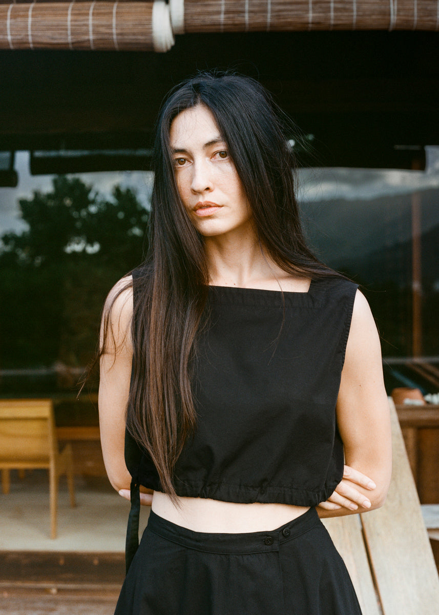 Karu Top, Organic Poplin, Black