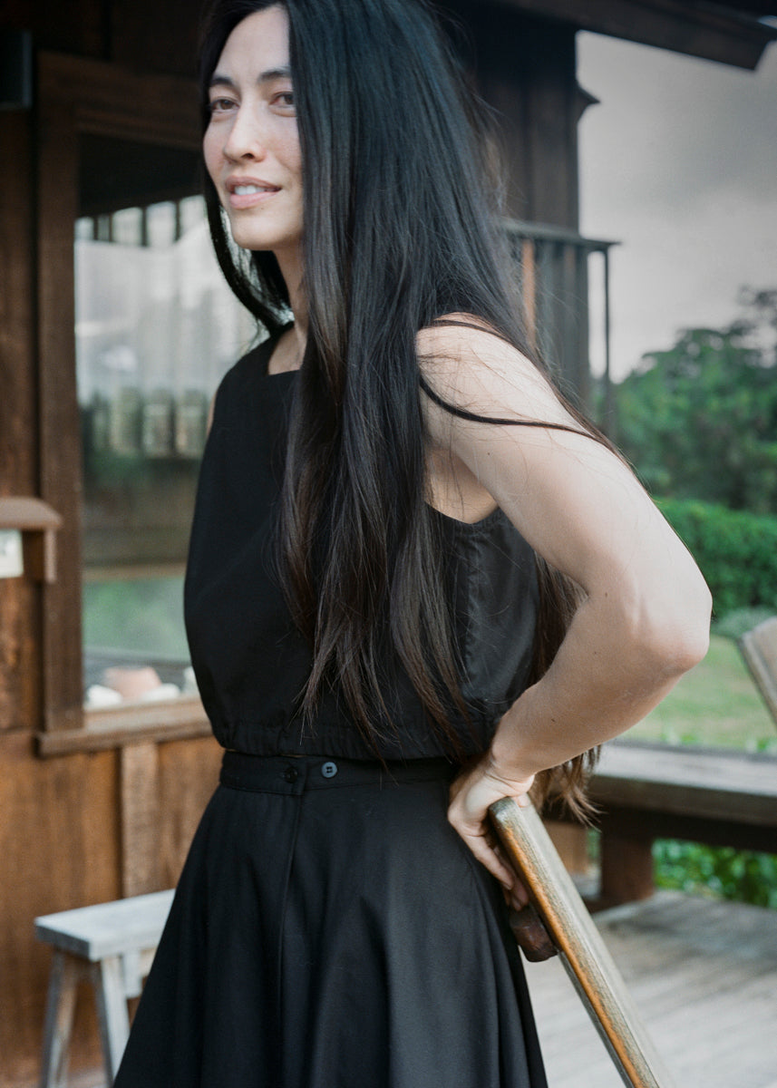 Karu Top, Organic Poplin, Black