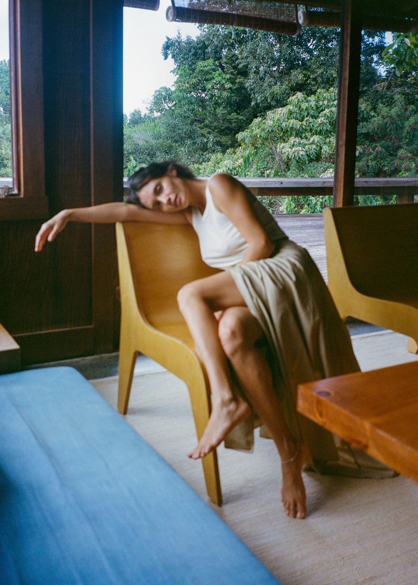 Bennett Skirt, Organic Poplin, Khaki