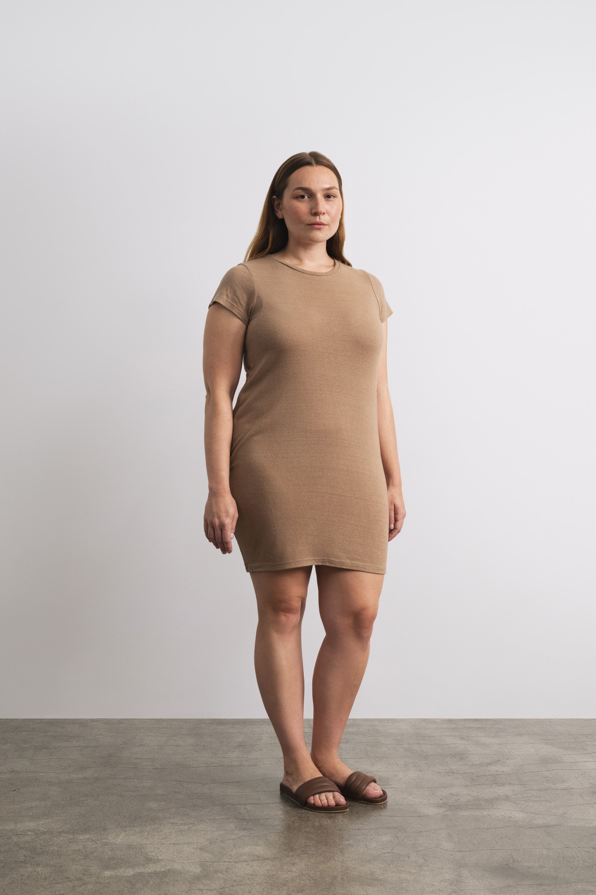 Mini Dress, Regen Silk Noil Jersey, Tea