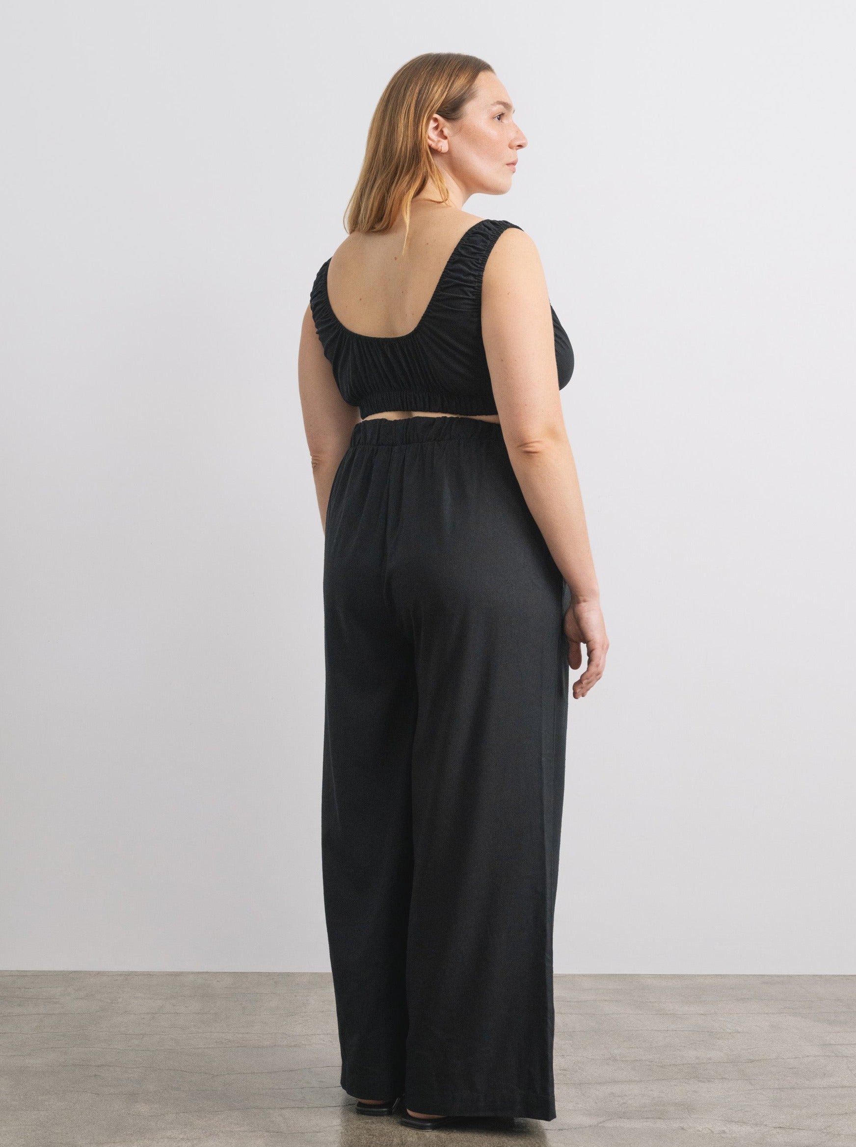 Crop Wide Leg, Regen Silk Noil, Black