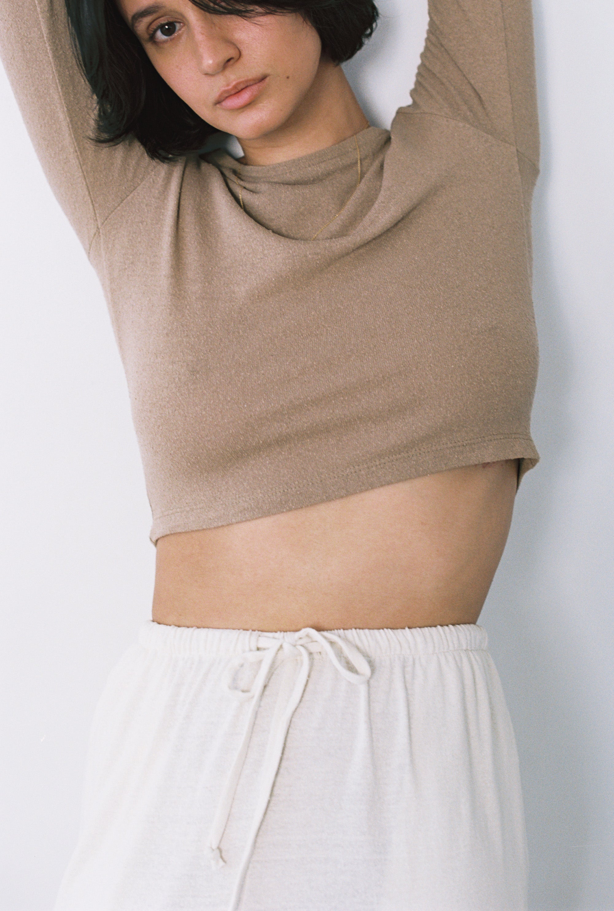 Lia Top, Regen Silk Noil Jersey, Tea