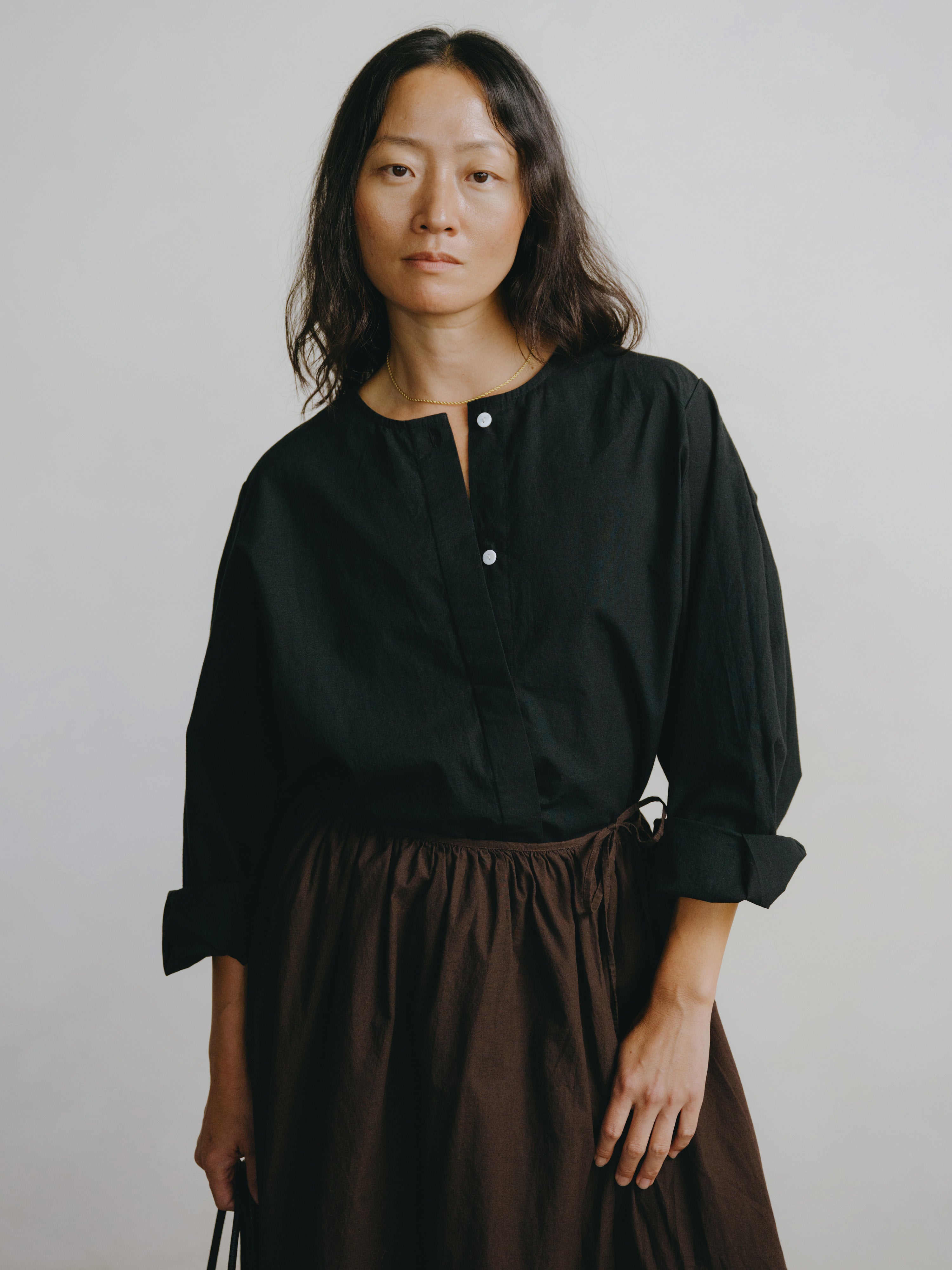 Cairo Shirt, Organic Batiste, Soft Black