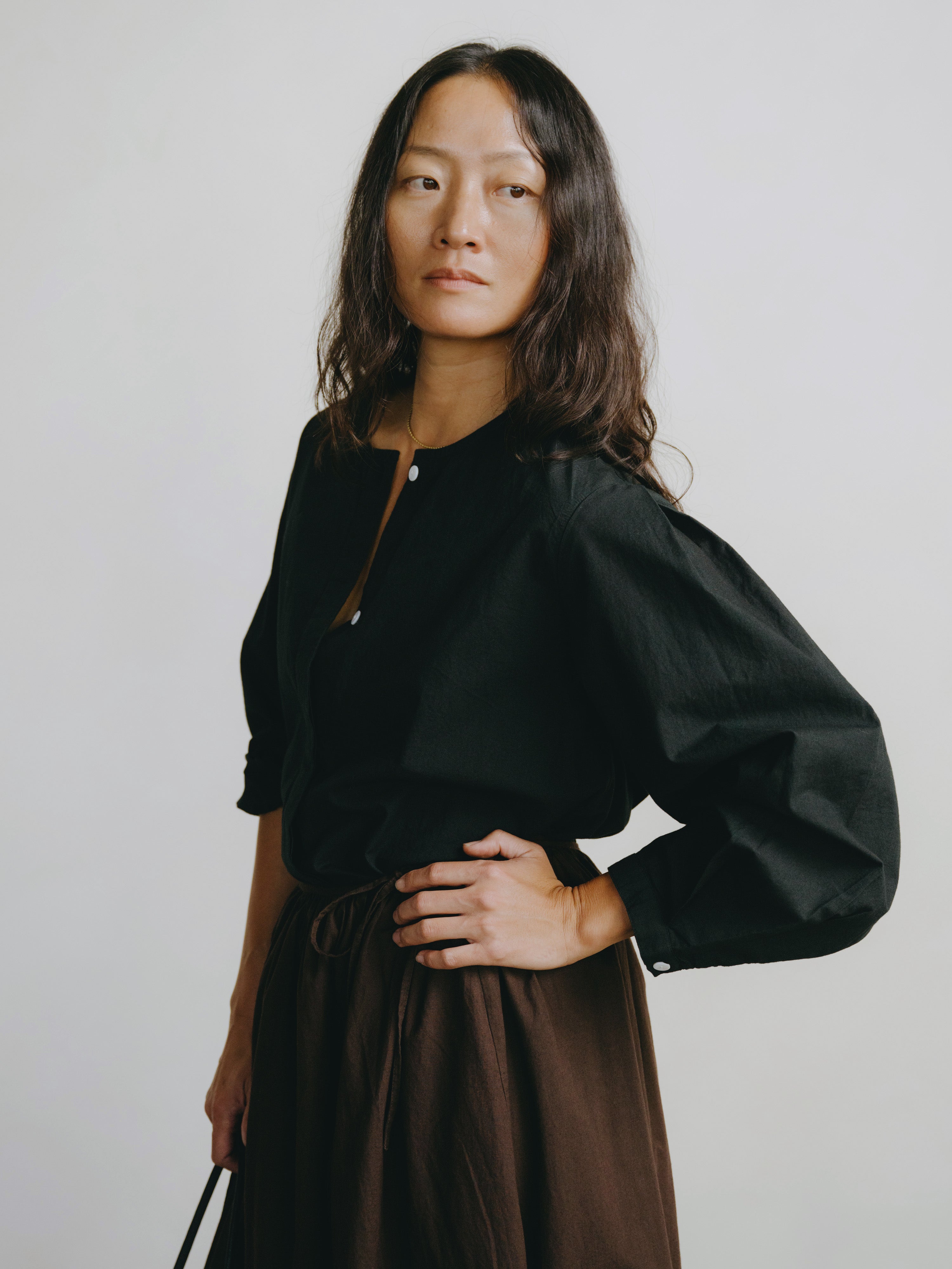 Cairo Shirt, Organic Batiste, Soft Black