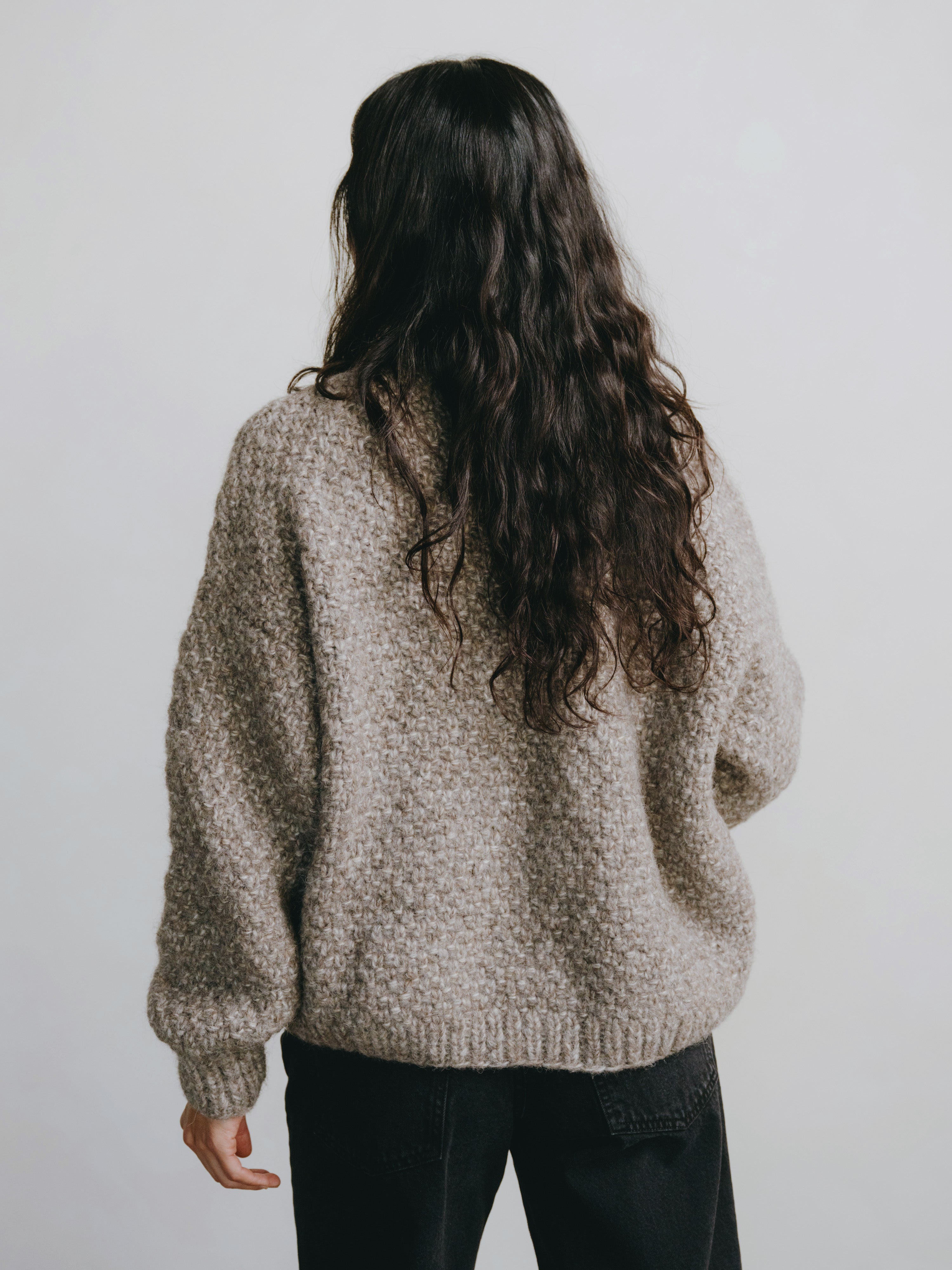 Bell Hand Knit Cardigan, Alpaca Cotton, Shrub
