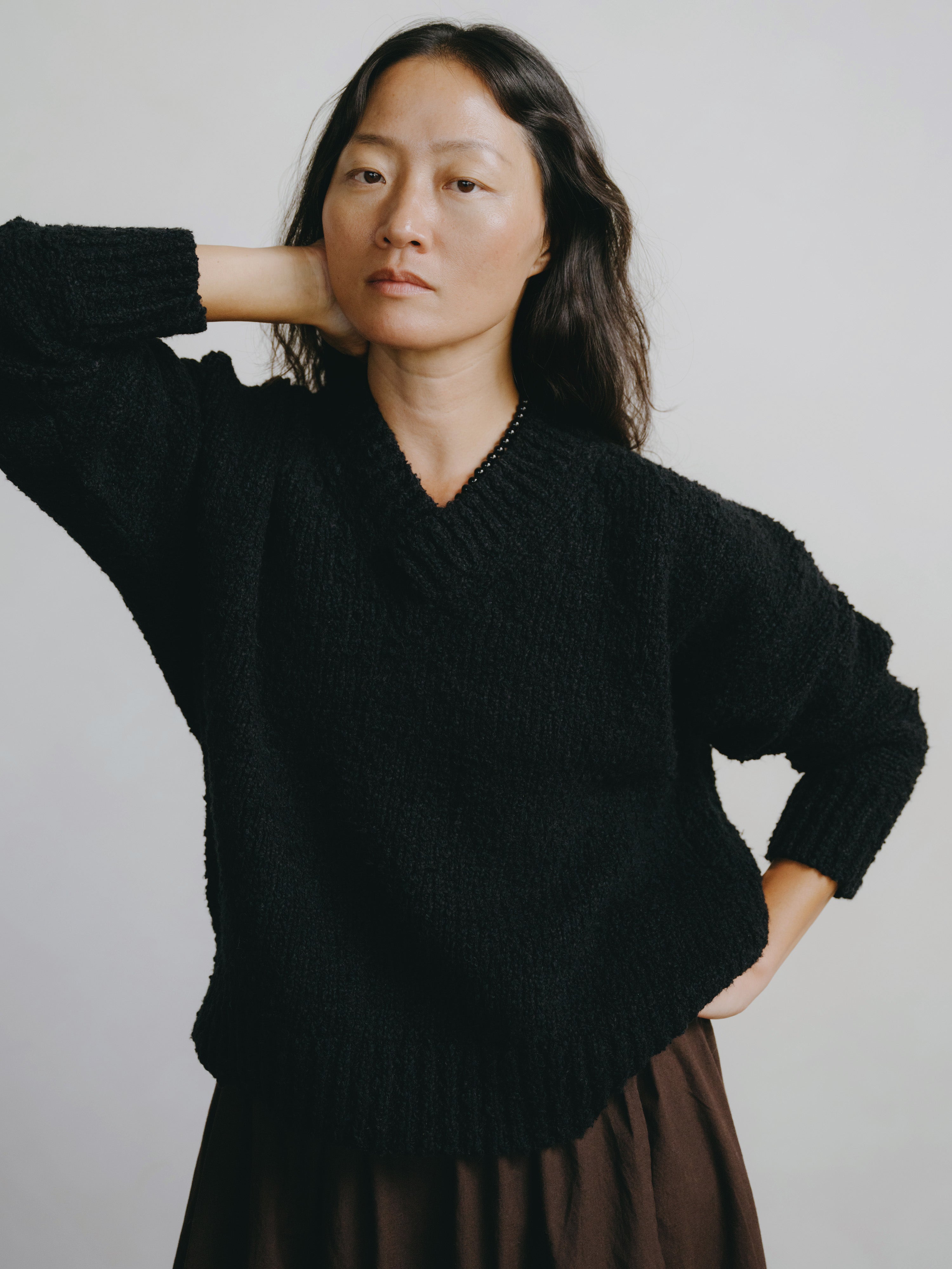 Dylan Sweater, Organic Cotton Bouclé, Black