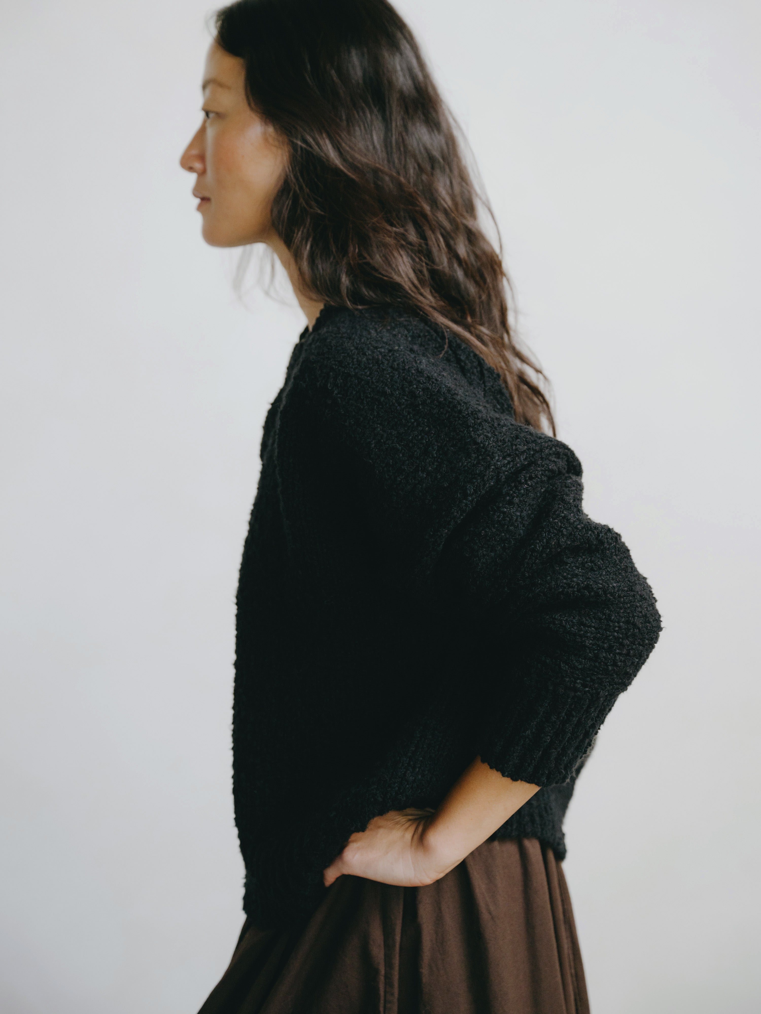 Dylan Sweater, Organic Cotton Bouclé, Black