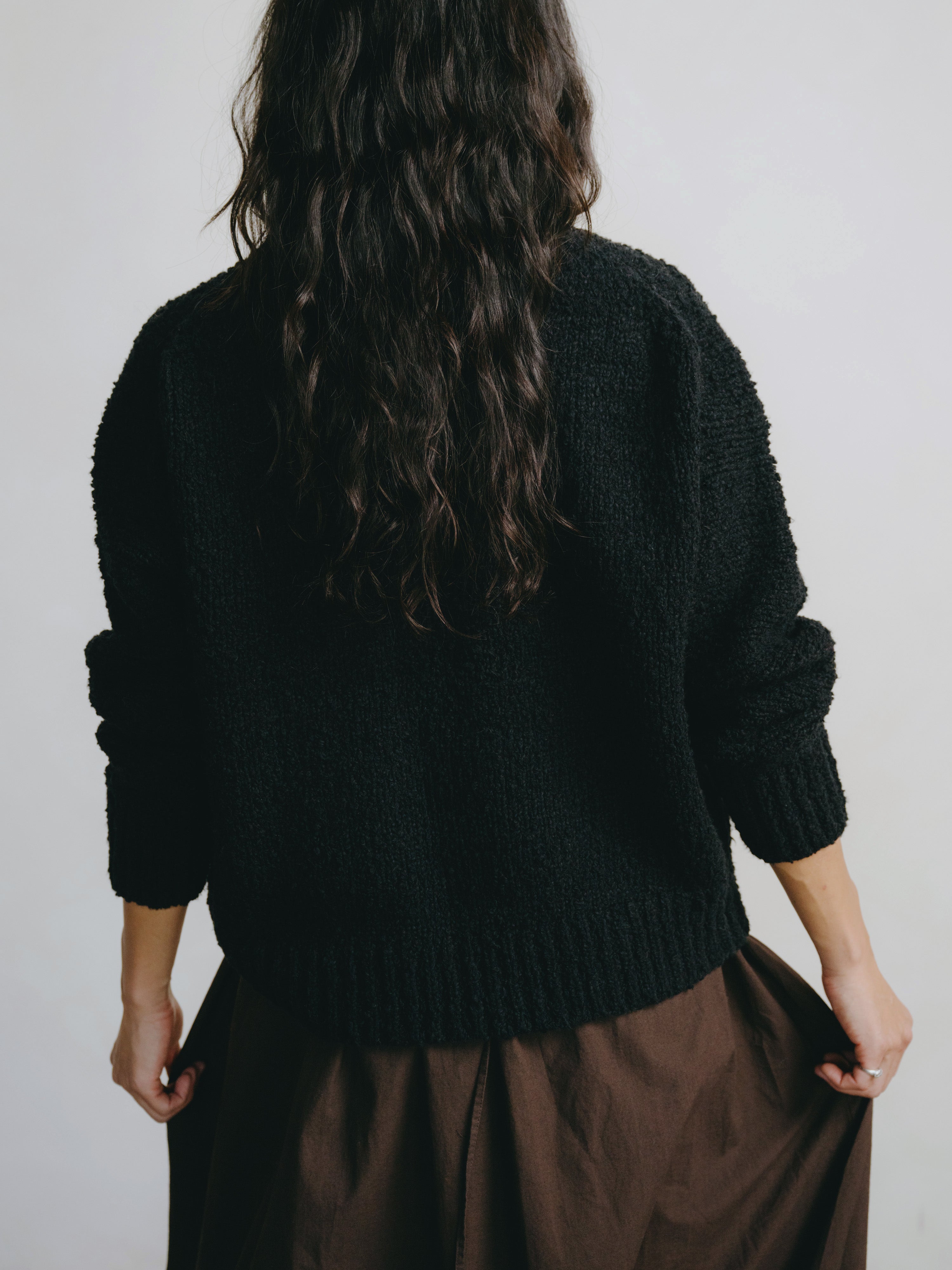 Dylan Sweater, Organic Cotton Bouclé, Black