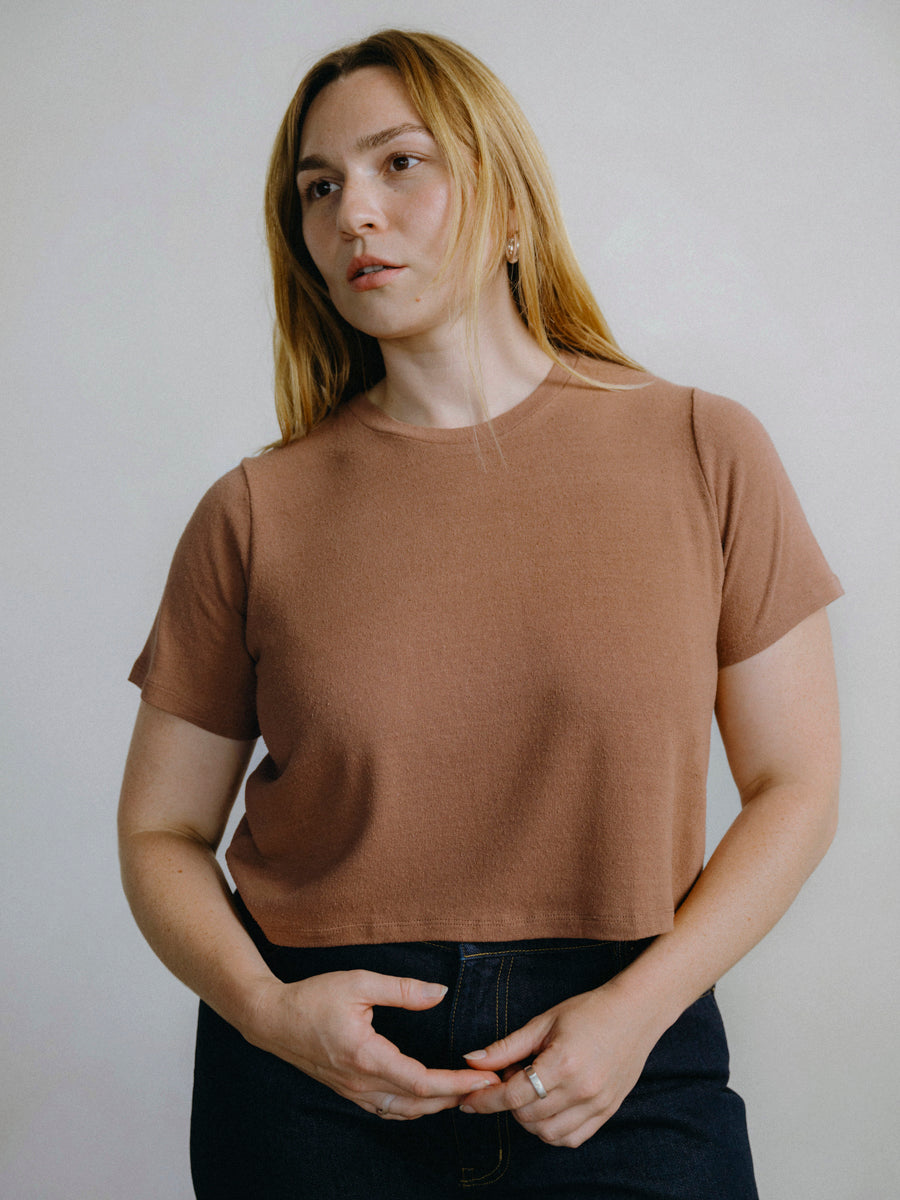 Lou Tee, Regen Silk Noil Jersey, Terracotta