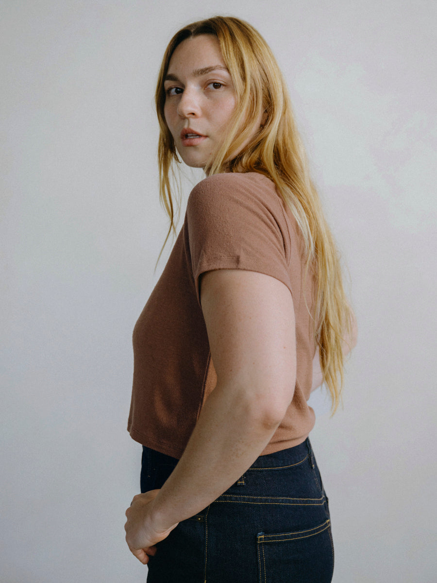 Lou Tee, Regen Silk Noil Jersey, Terracotta