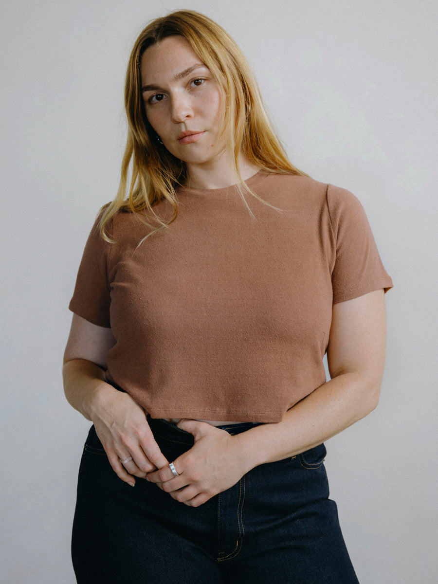 Lou Tee, Regen Silk Noil Jersey, Terracotta