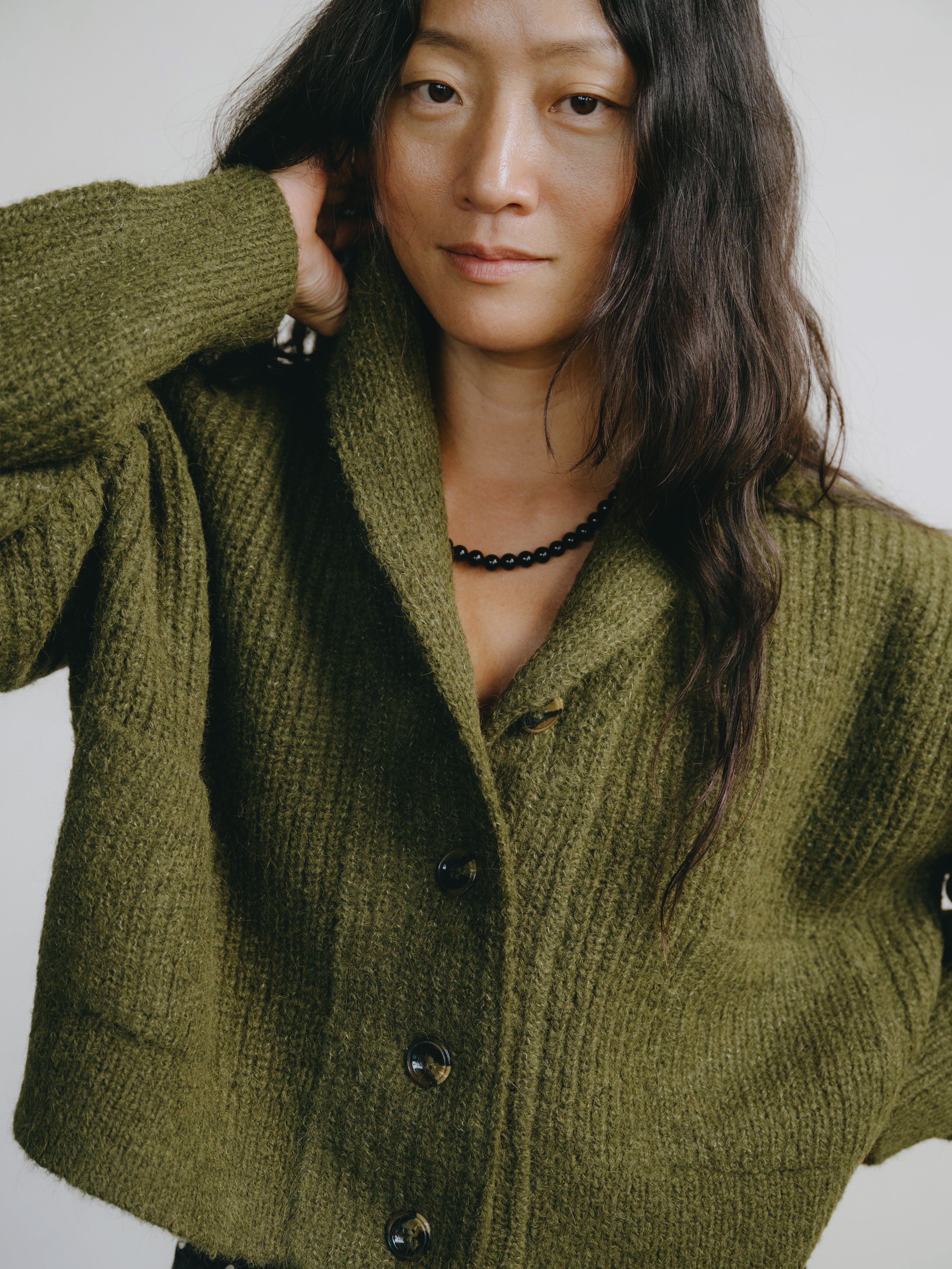 Sloan Cardigan, Alpaca Blend, Olive
