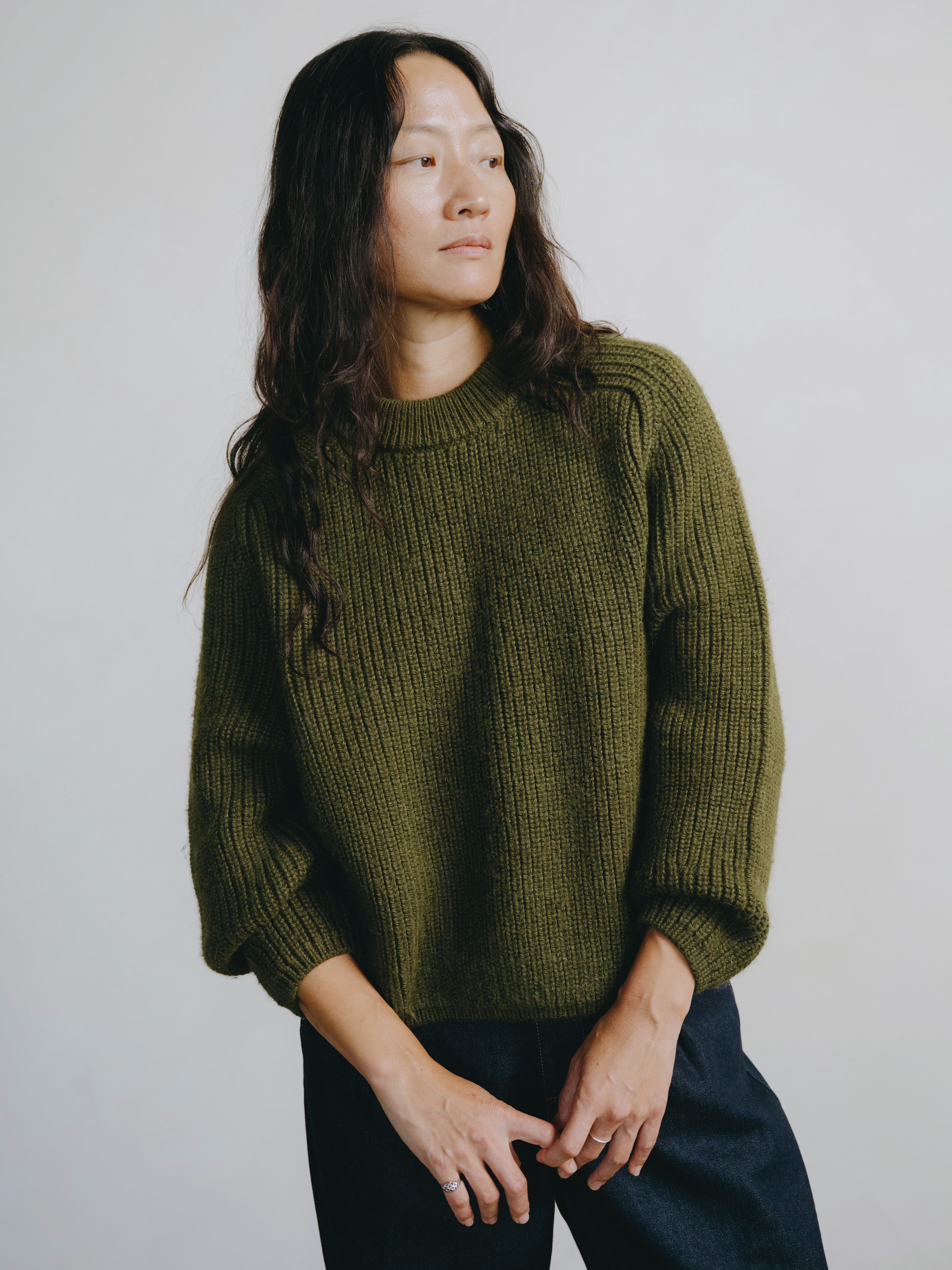 Elia Crew, Baby Alpaca, Olive