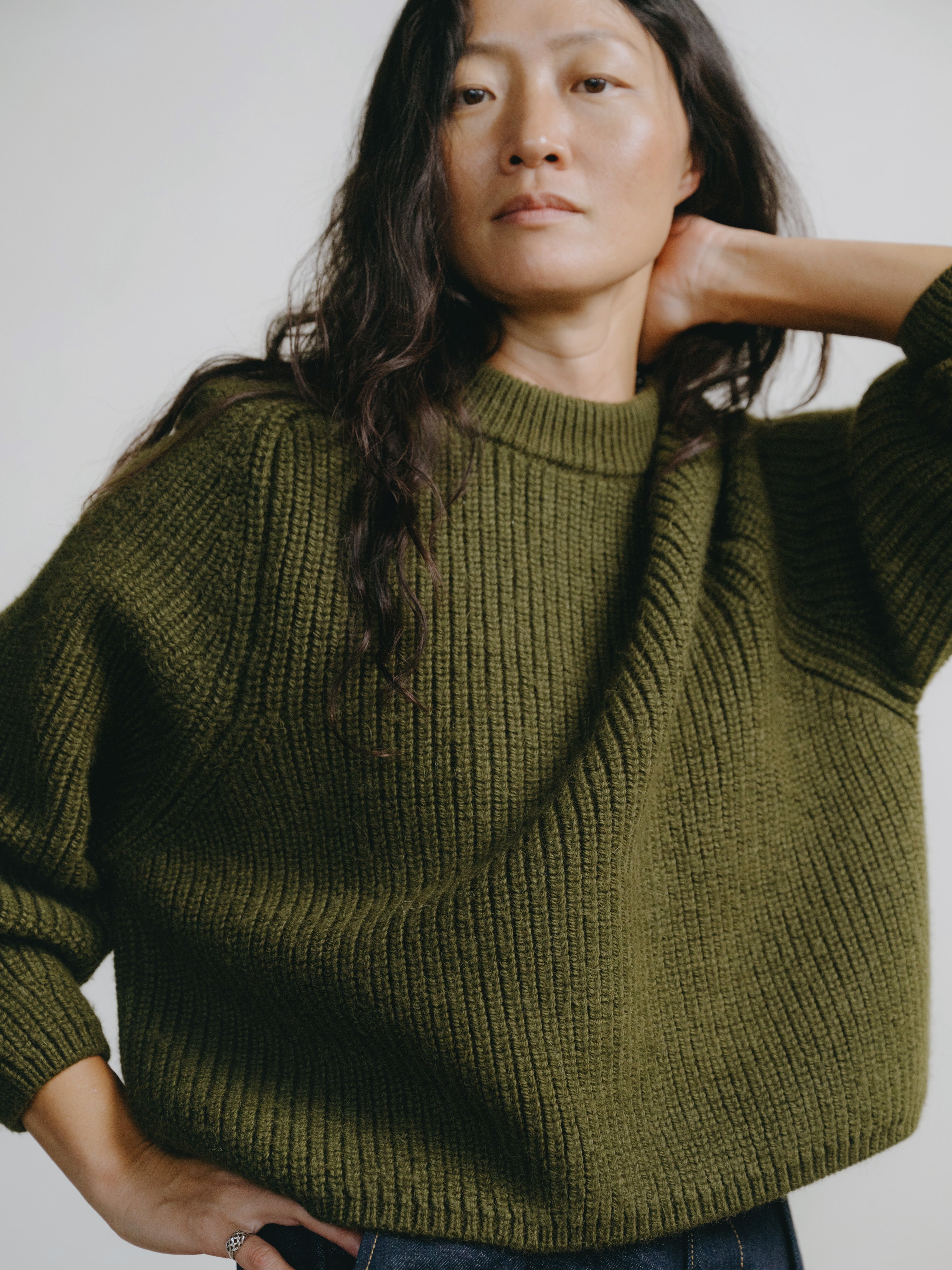 Elia Crew, Baby Alpaca, Olive