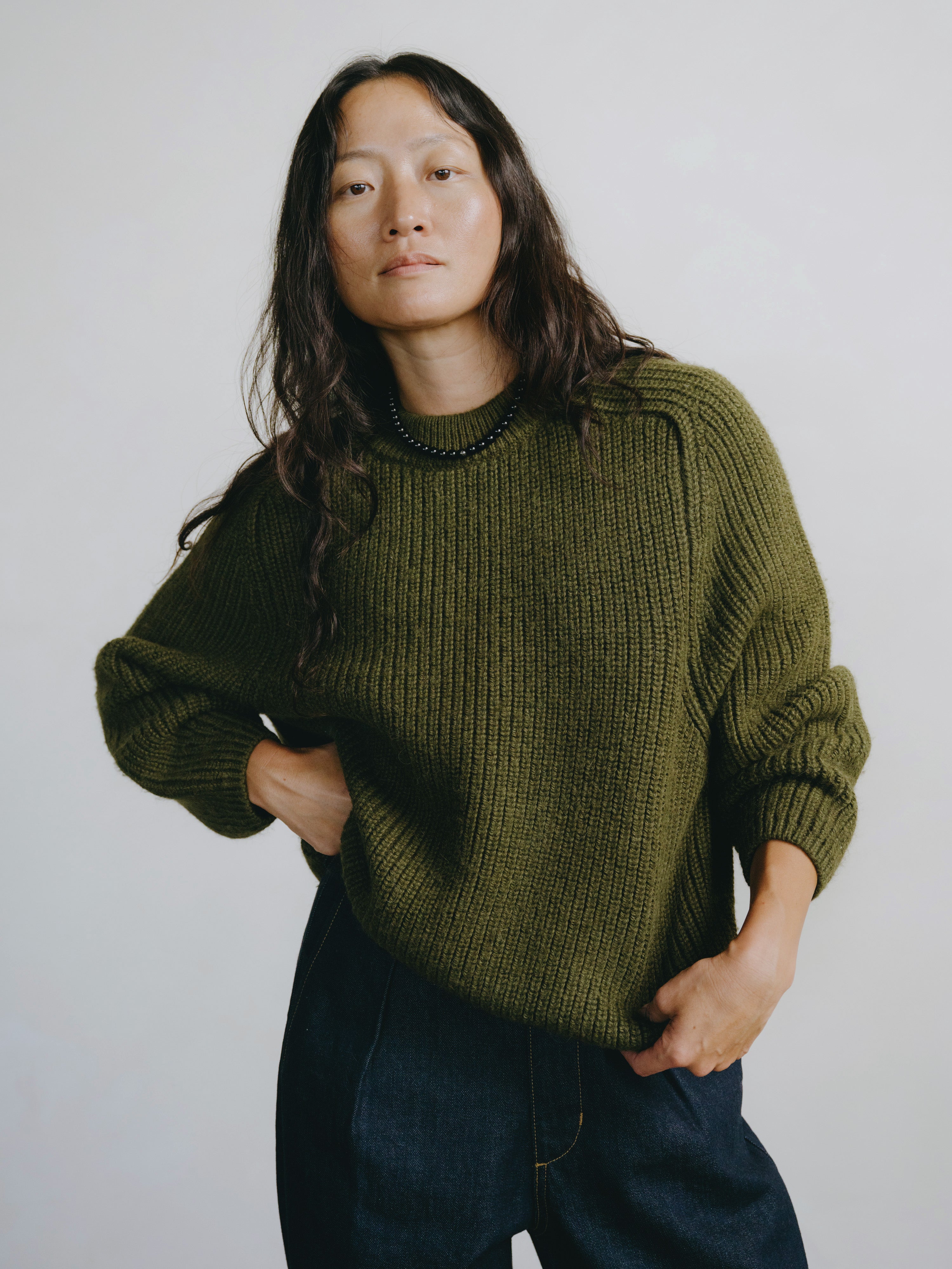 Elia Crew, Baby Alpaca, Olive