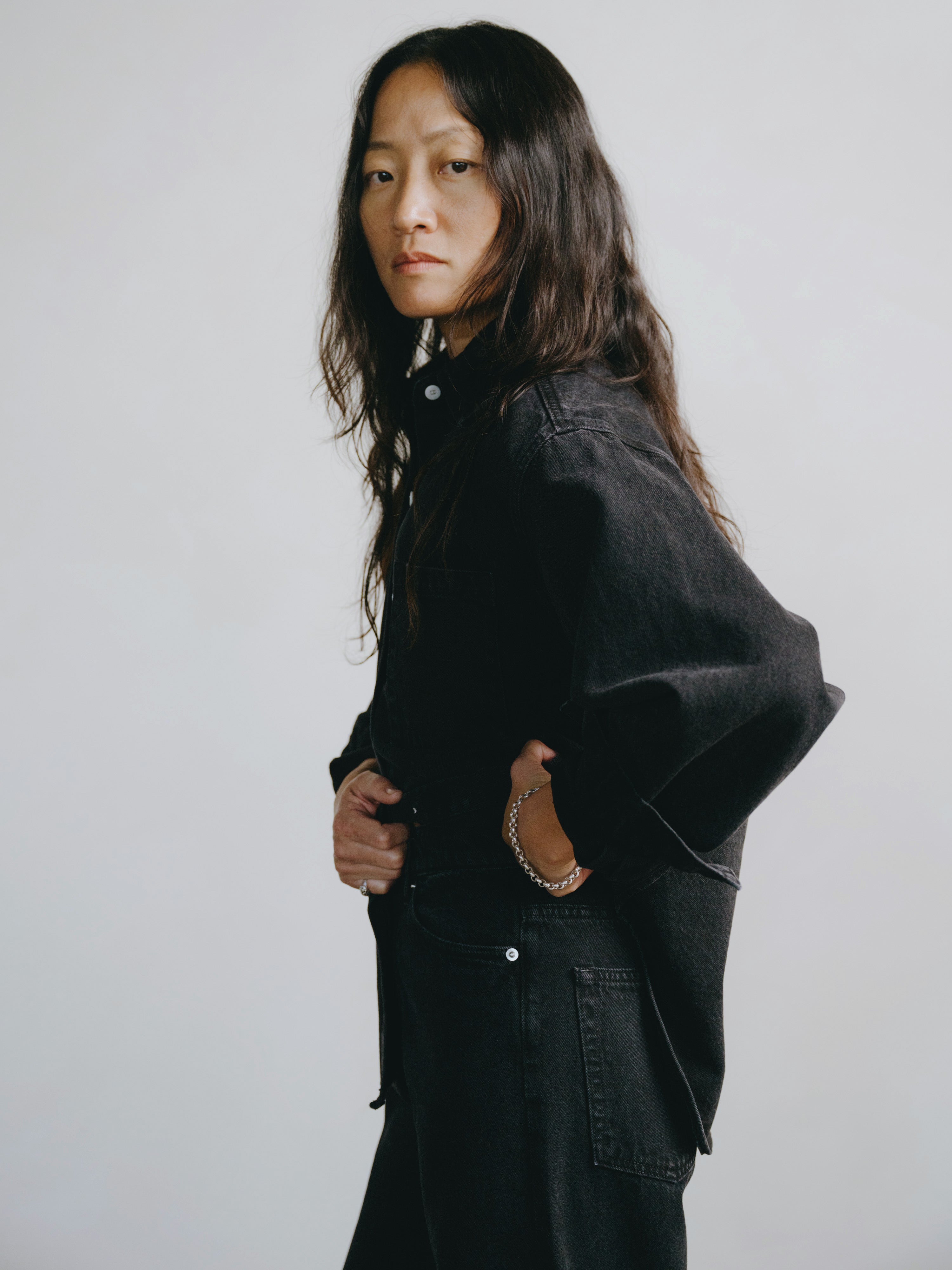 Denim Marcie Shirt, Recycled Denim, Vintage Black