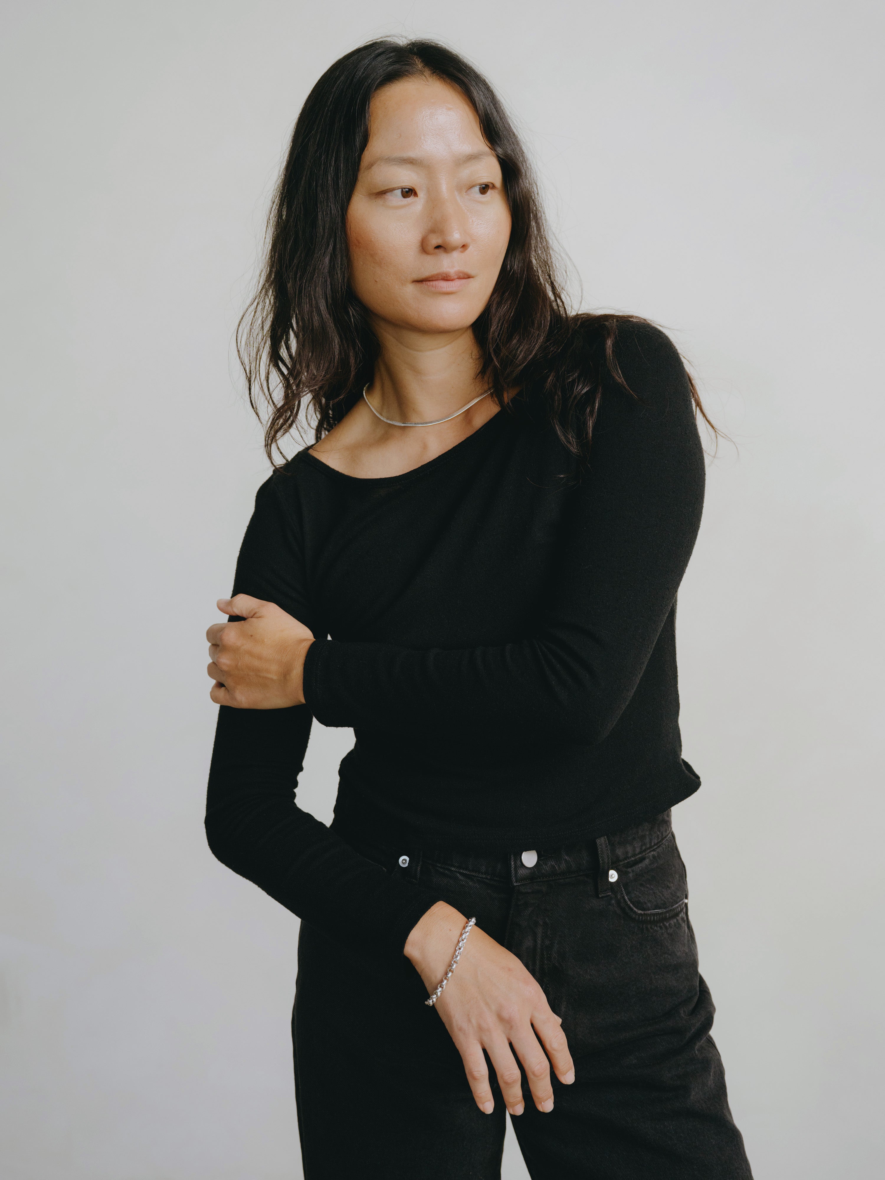 Blake Boatneck, Regen Silk Noil Jersey, Black