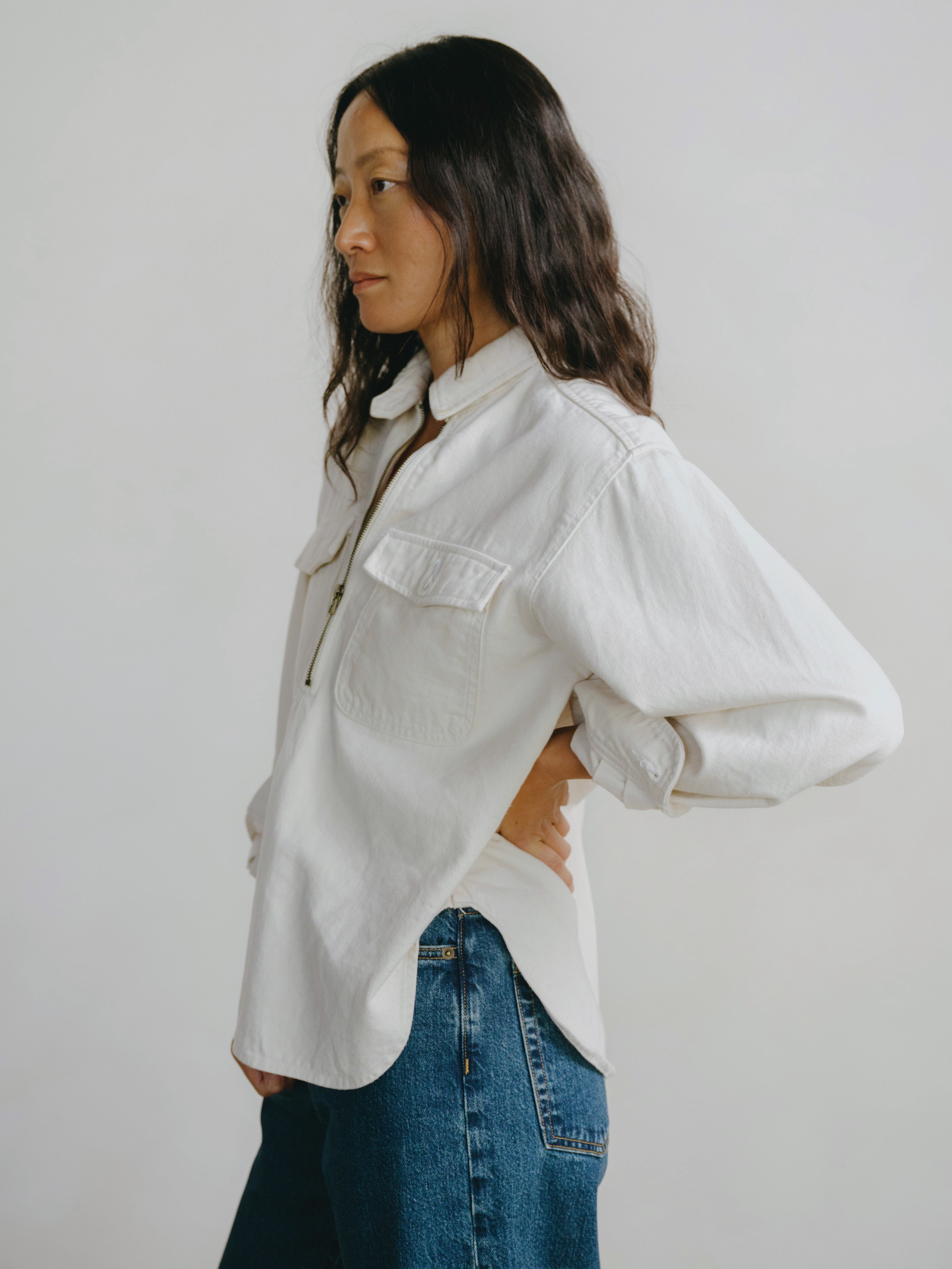 Zip Popover, Broken Twill, Putty