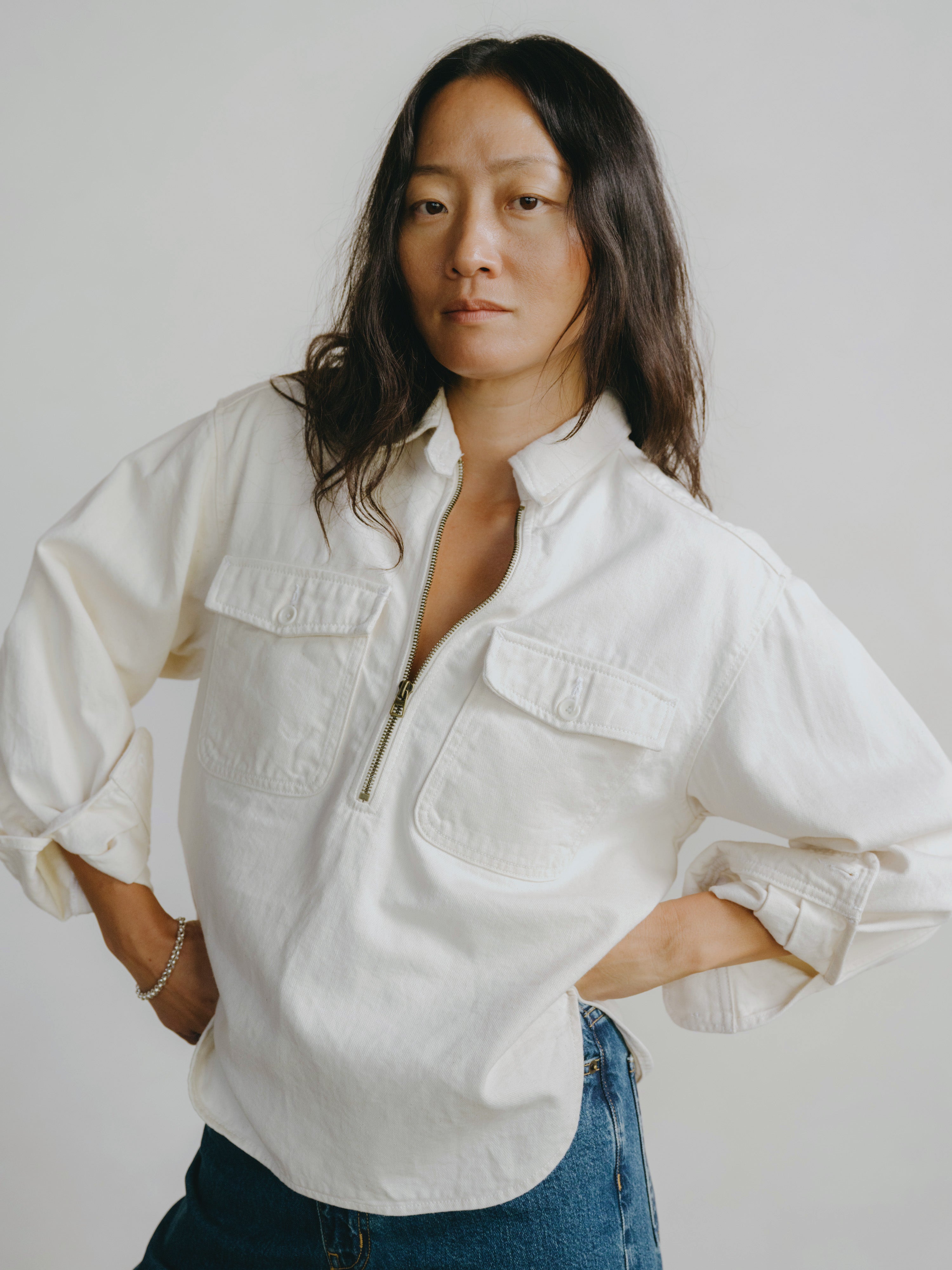 Zip Popover, Broken Twill, Putty