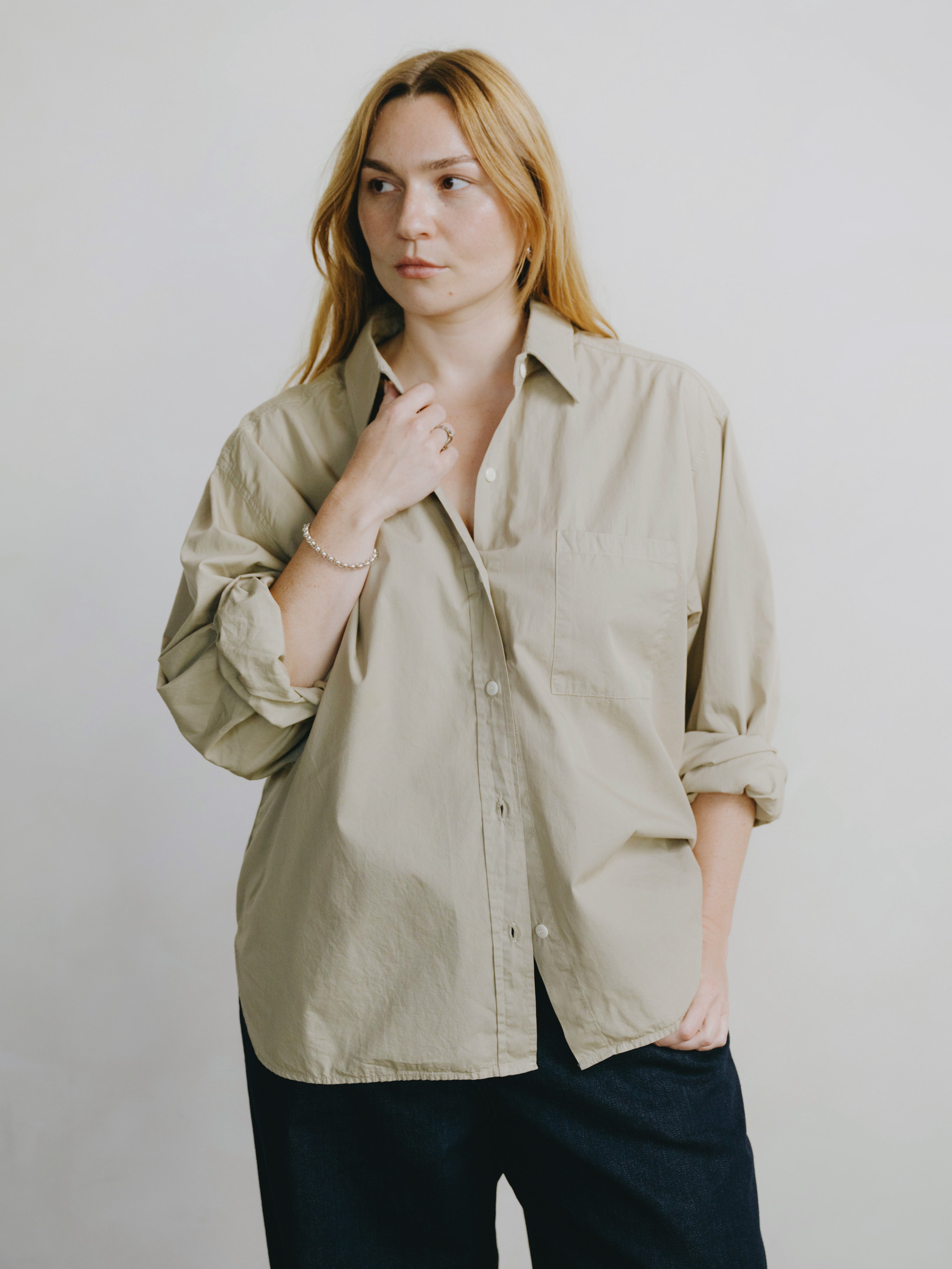 Marcie Shirt, Organic Poplin, Khaki