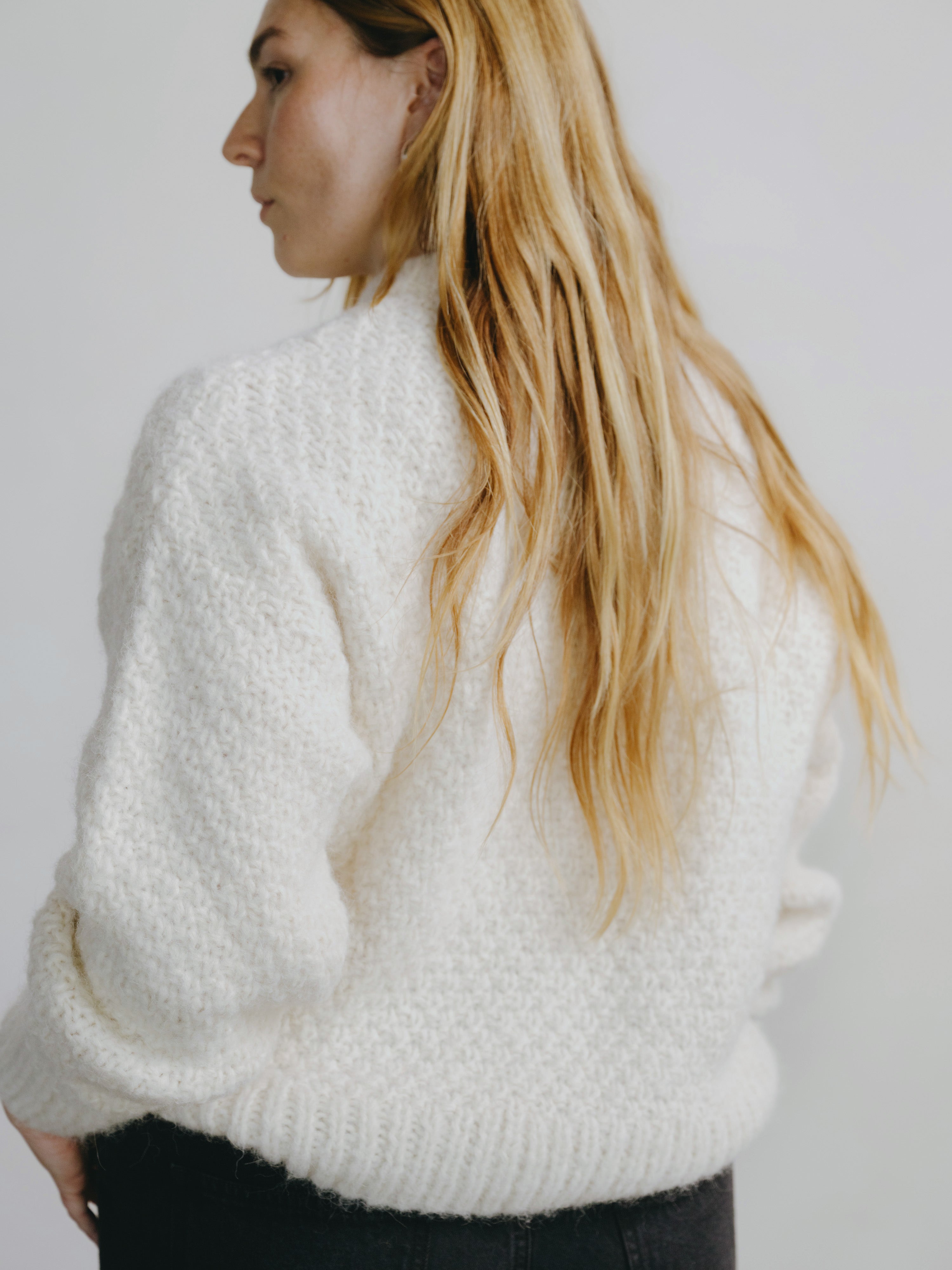 Gia Hand Knit Sweater, Alpaca Cotton, Cream