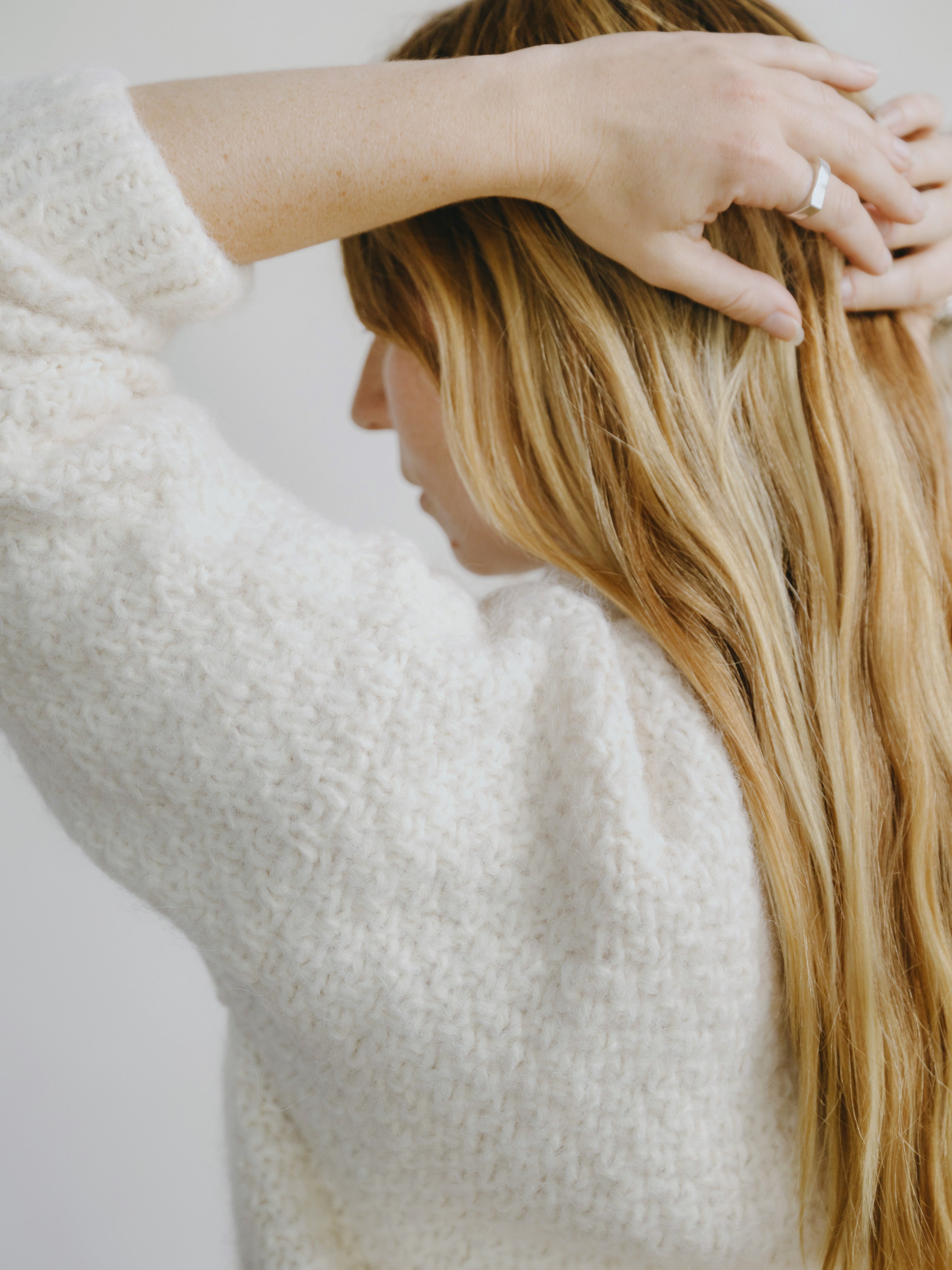Gia Hand Knit Sweater, Alpaca Cotton, Cream