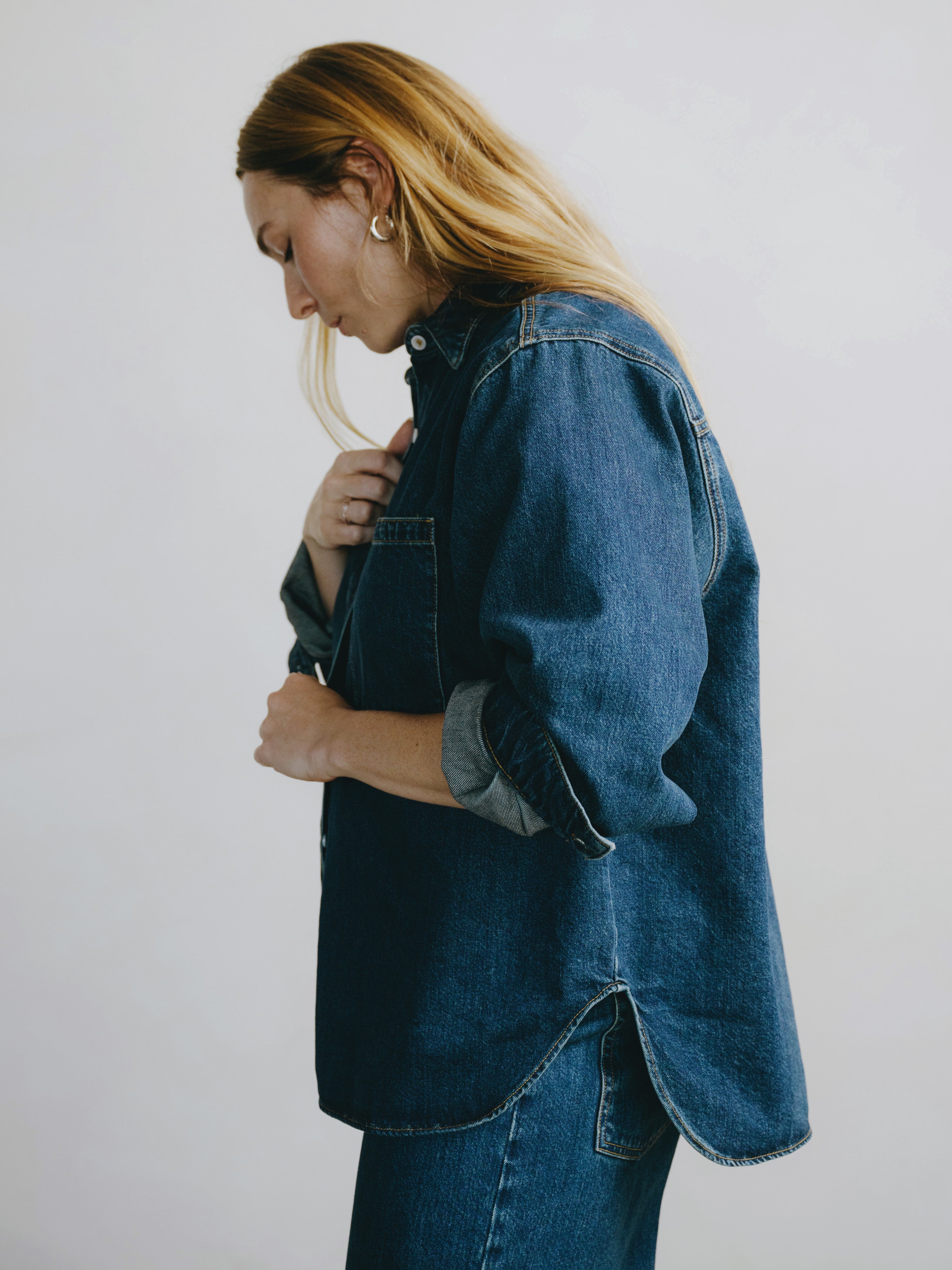 Denim Marcie Shirt, Tencel Denim, Vintage Dark