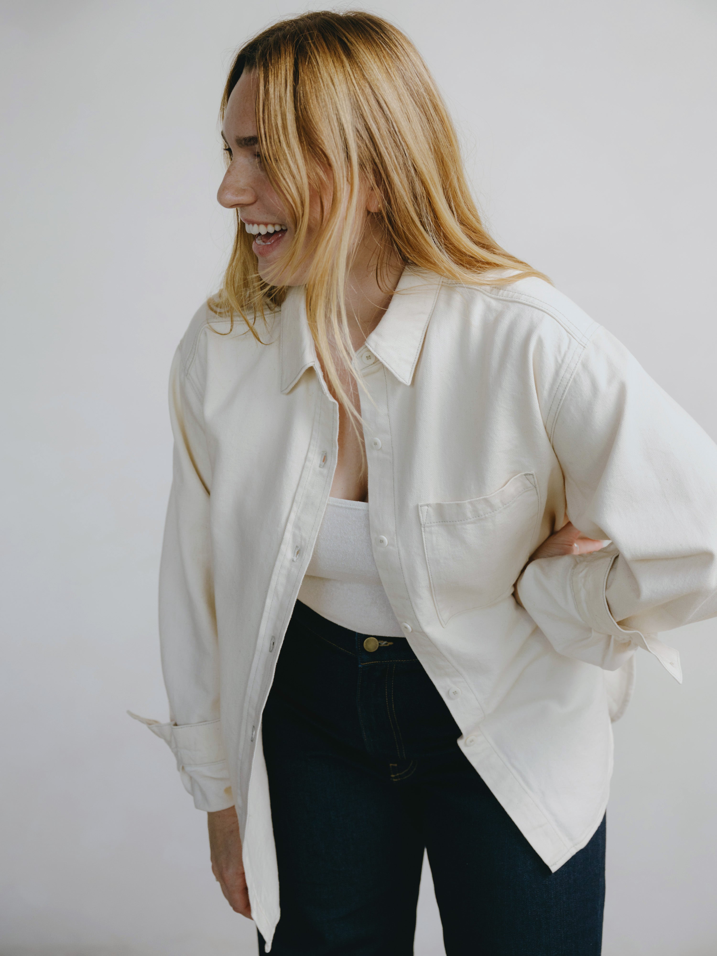 Denim Marcie Shirt, Broken Twill, Putty