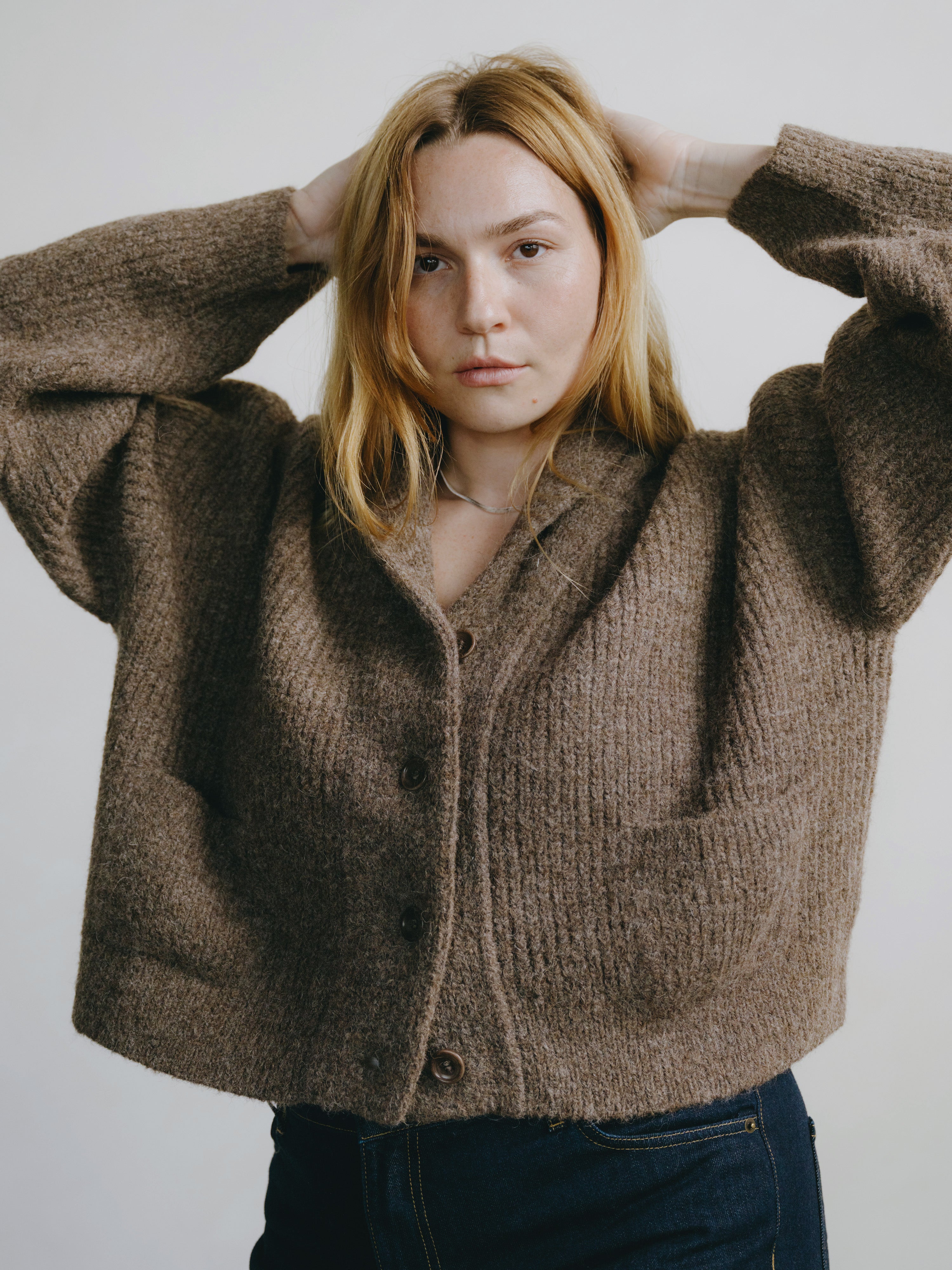 Sloan Cardigan, Alpaca Blend, Bark