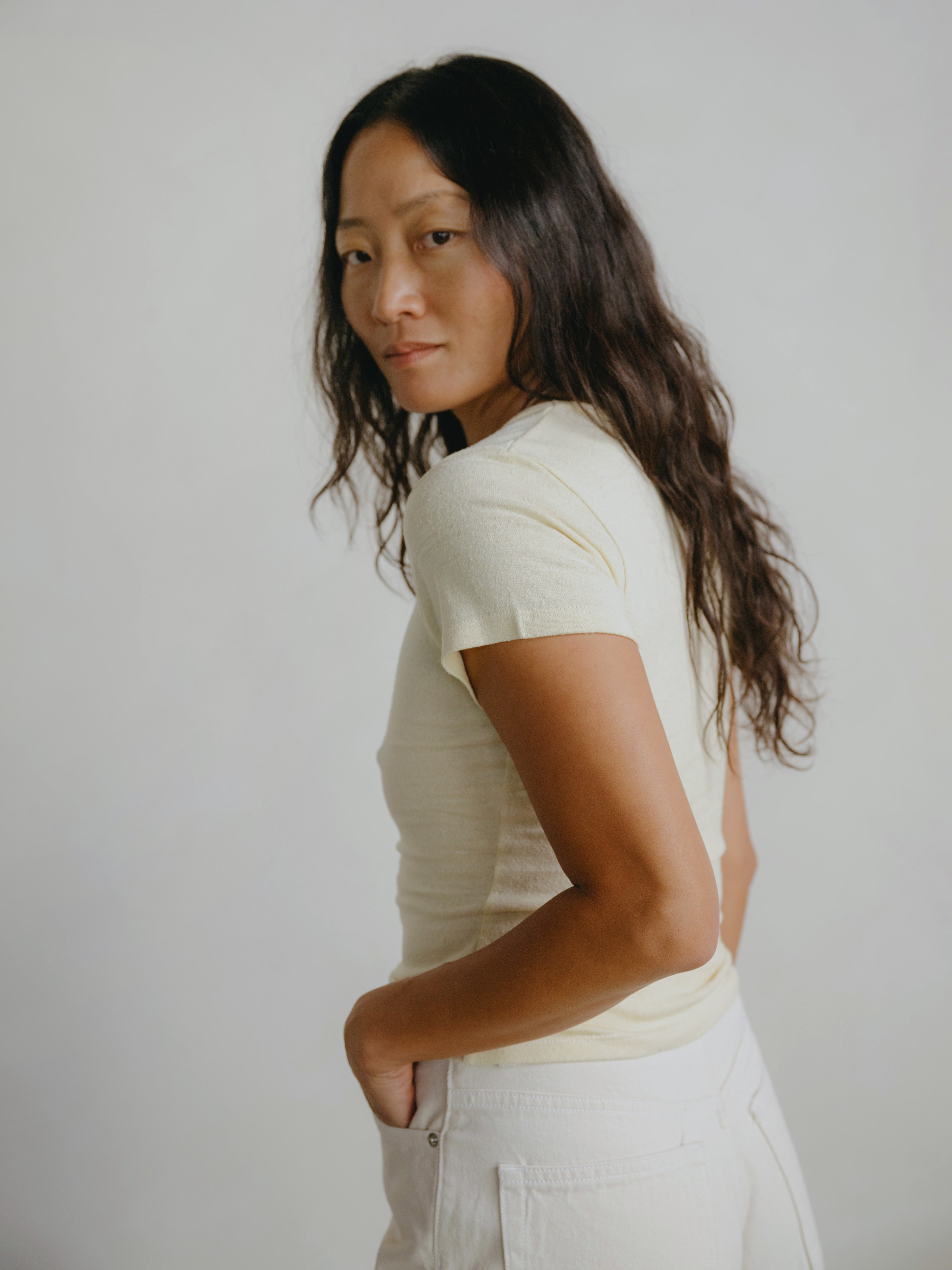 Baby Tee, Regen Silk Noil Jersey, Butter