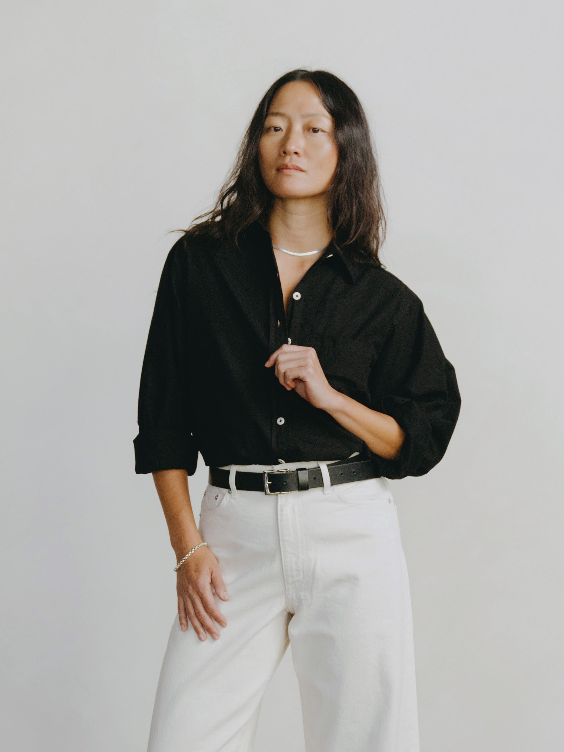 Marcie Shirt, Organic Poplin, Black