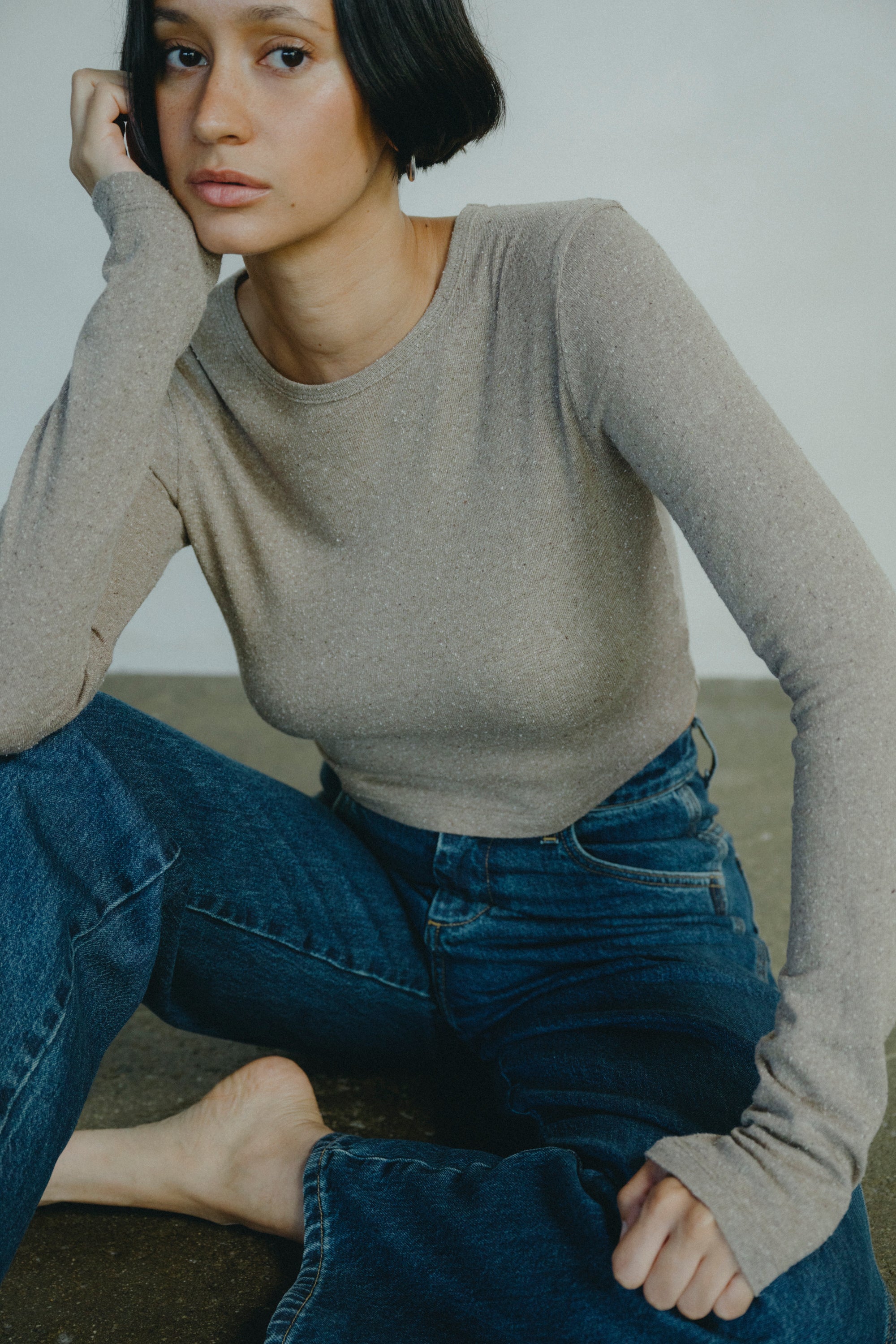 Lia Top, Regen Silk Noil Jersey, Twig Heather