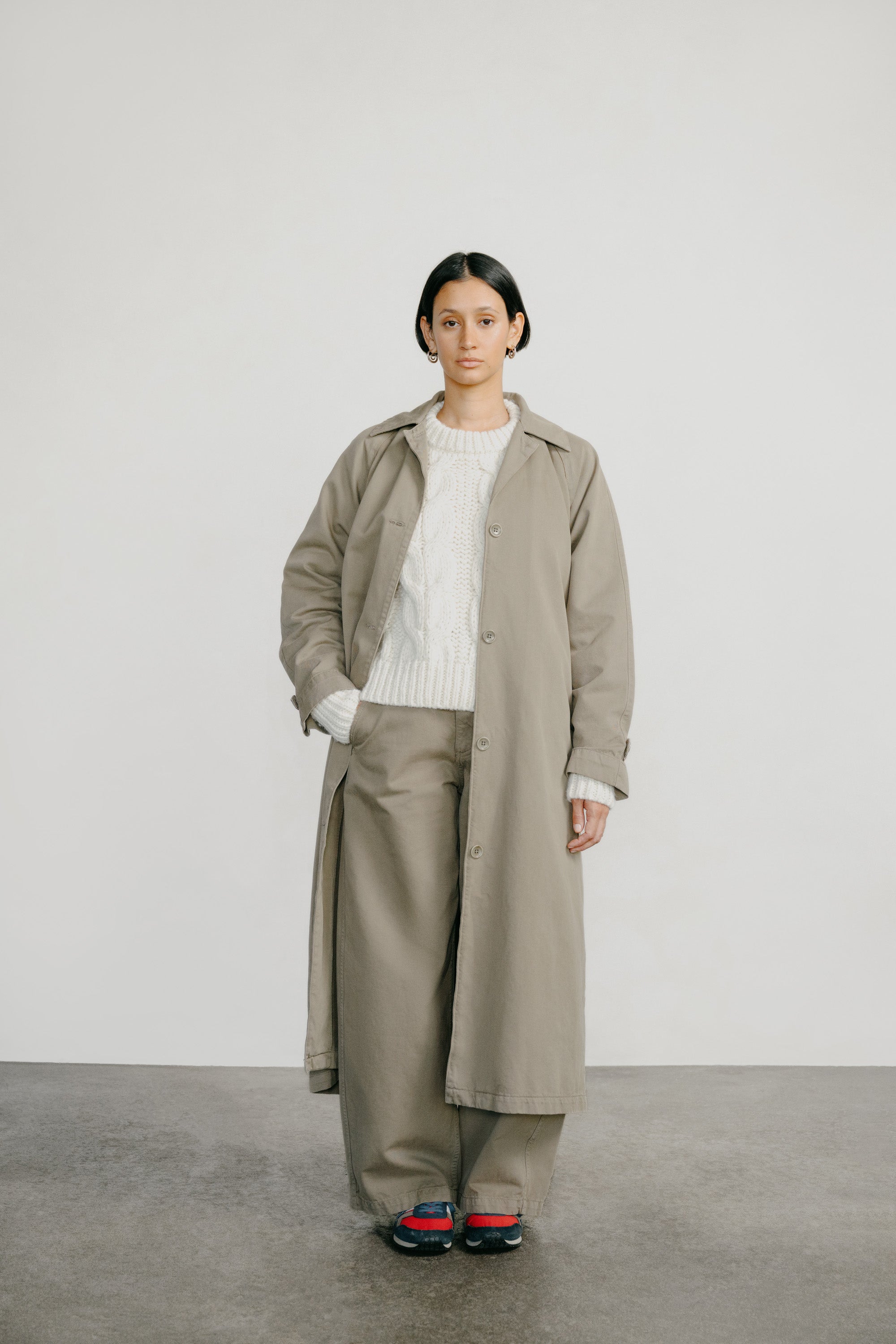 Wide Leg Chino, Organic Twill, Olive Khaki