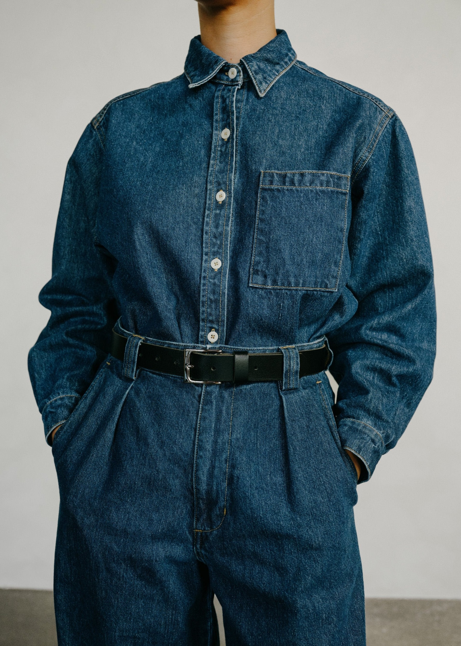 Wide Belt, Leather, Black