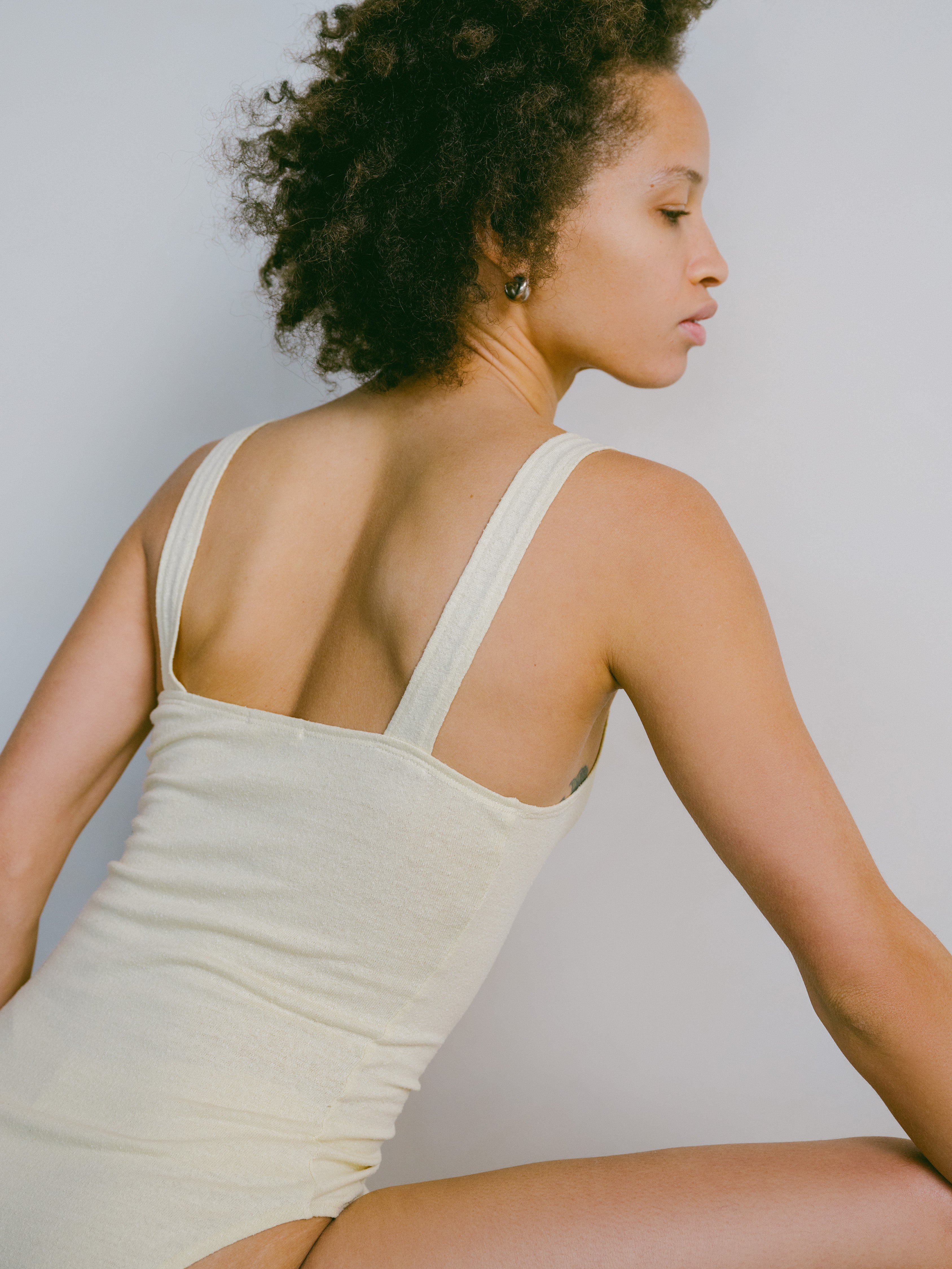 Christy Bodysuit, Regen Silk Noil Jersey, Butter